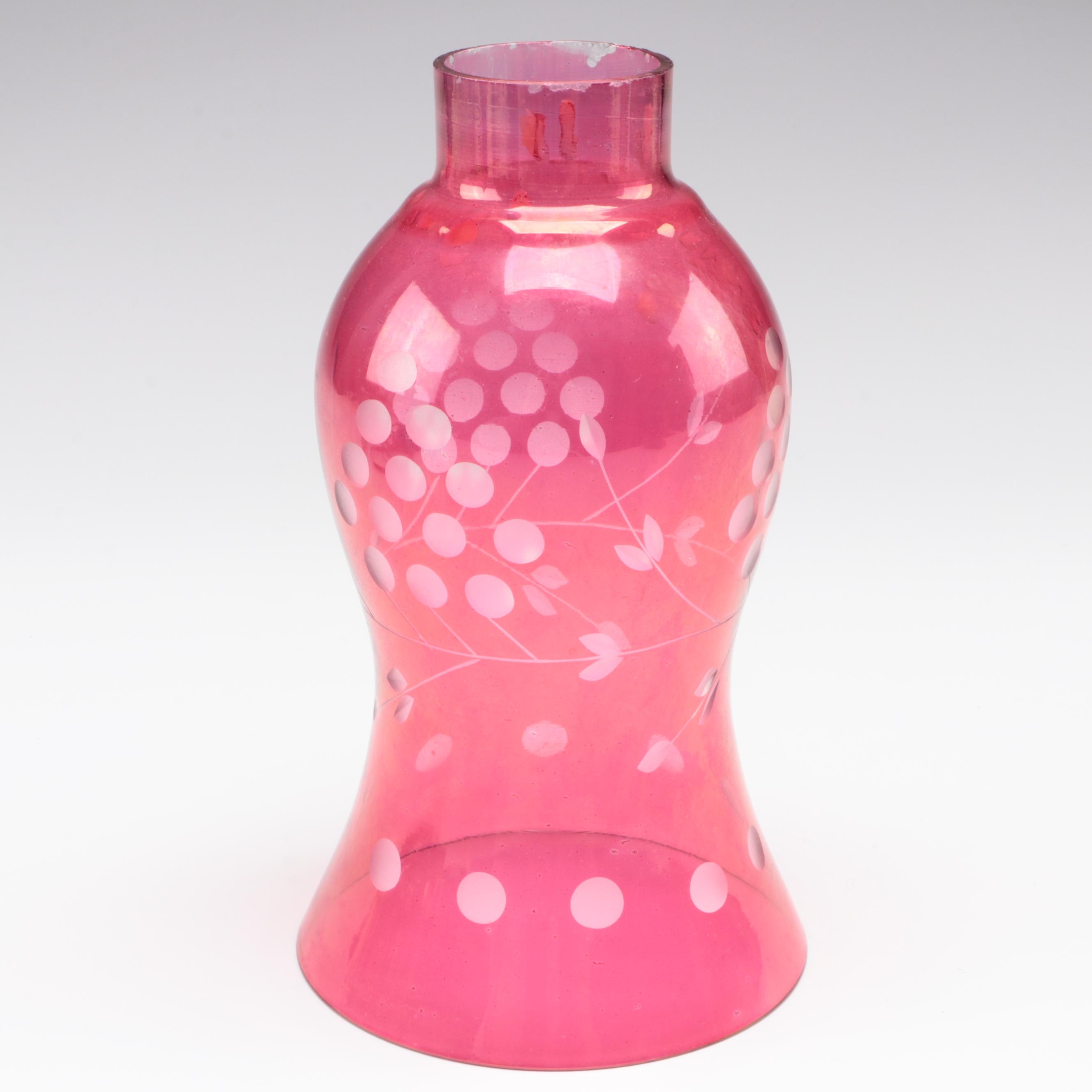 Pair of Bohemian Style Cranberry Flash Boudoir Lamps