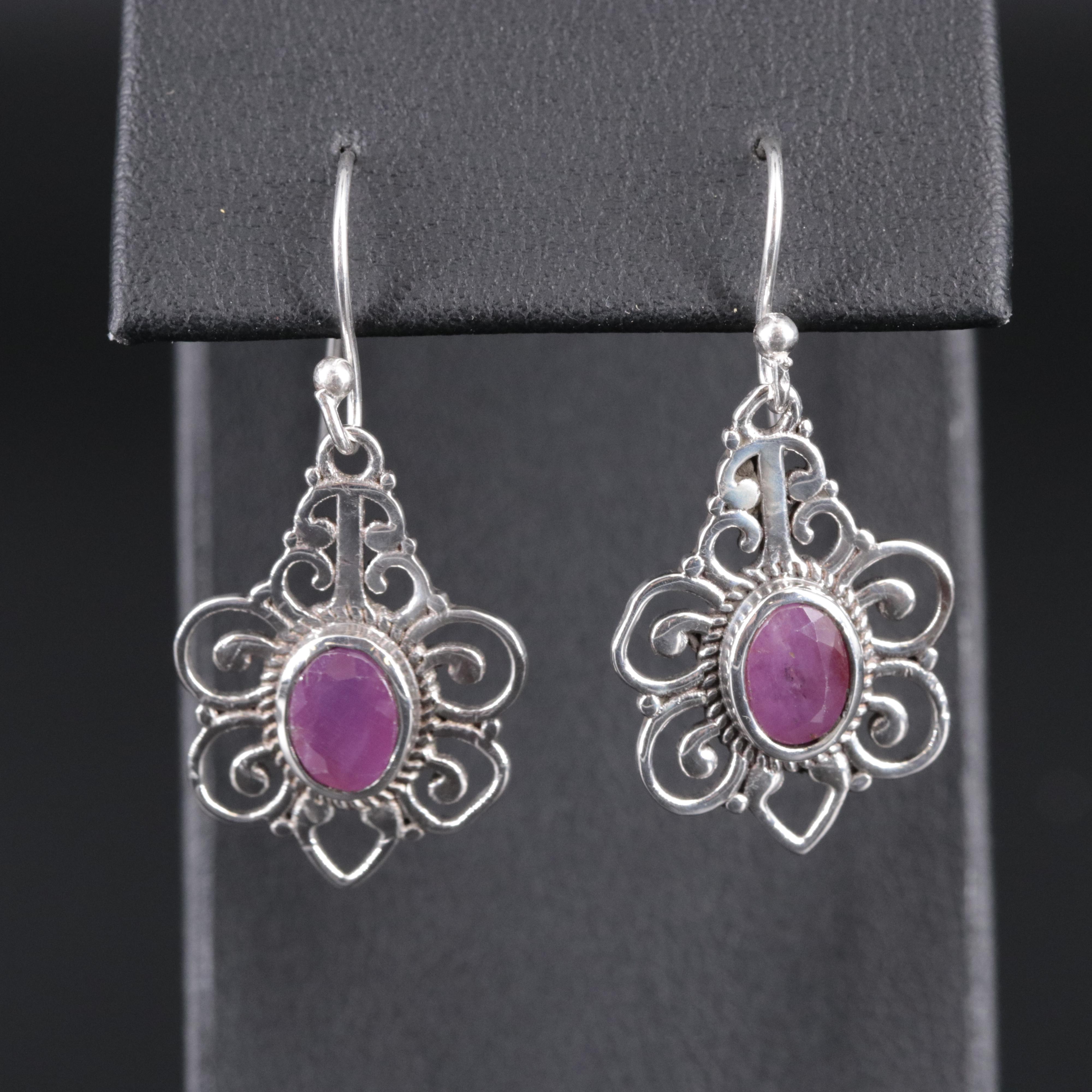 Sterling Silver Ruby Earrings