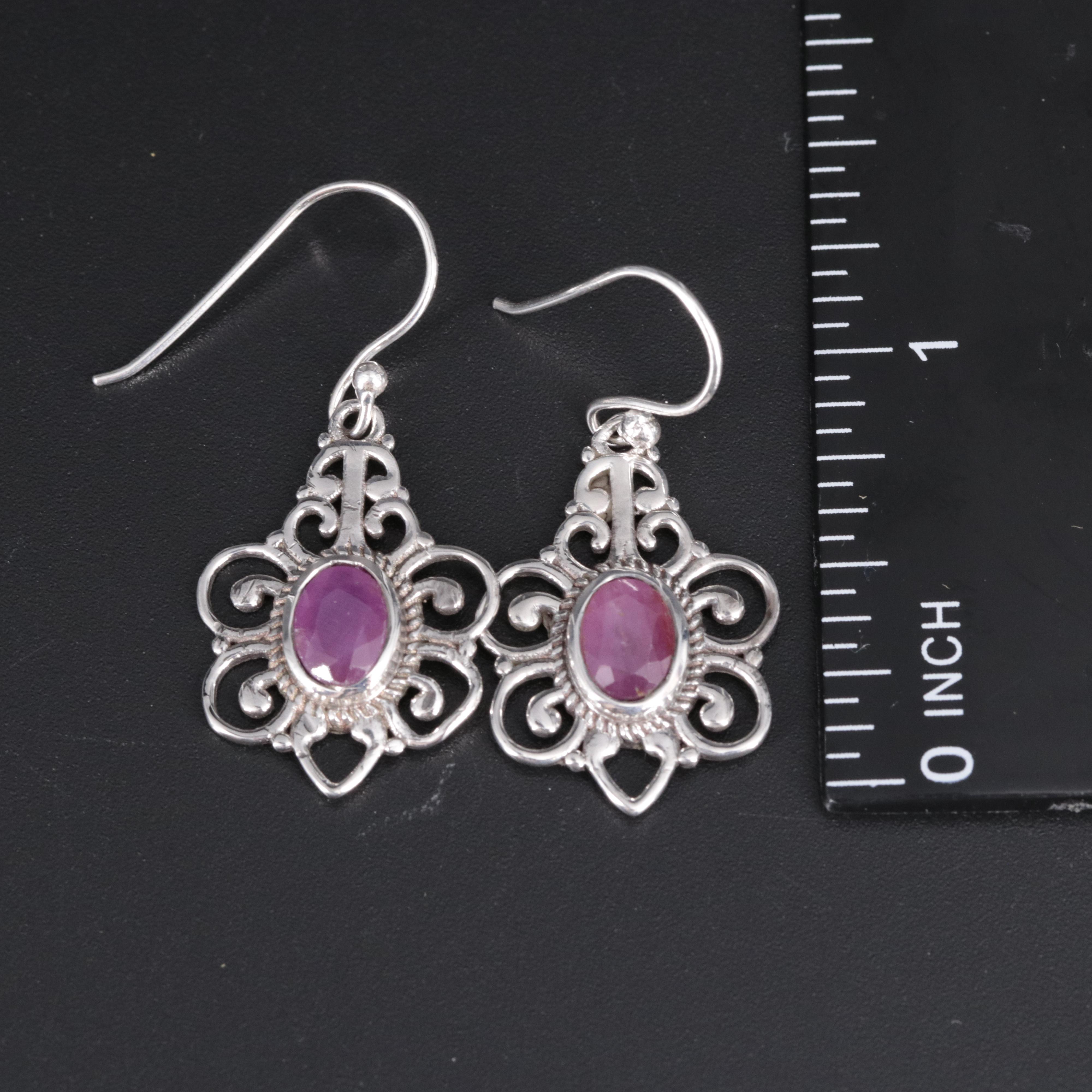 Sterling Silver Ruby Earrings