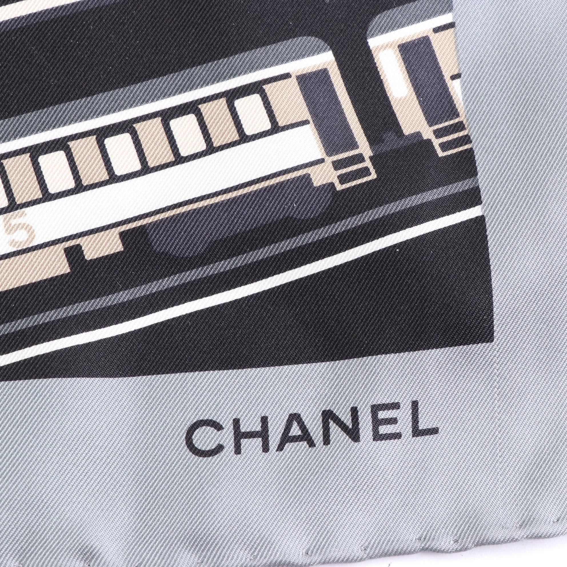 Chanel CC Train Print Silk Scarf