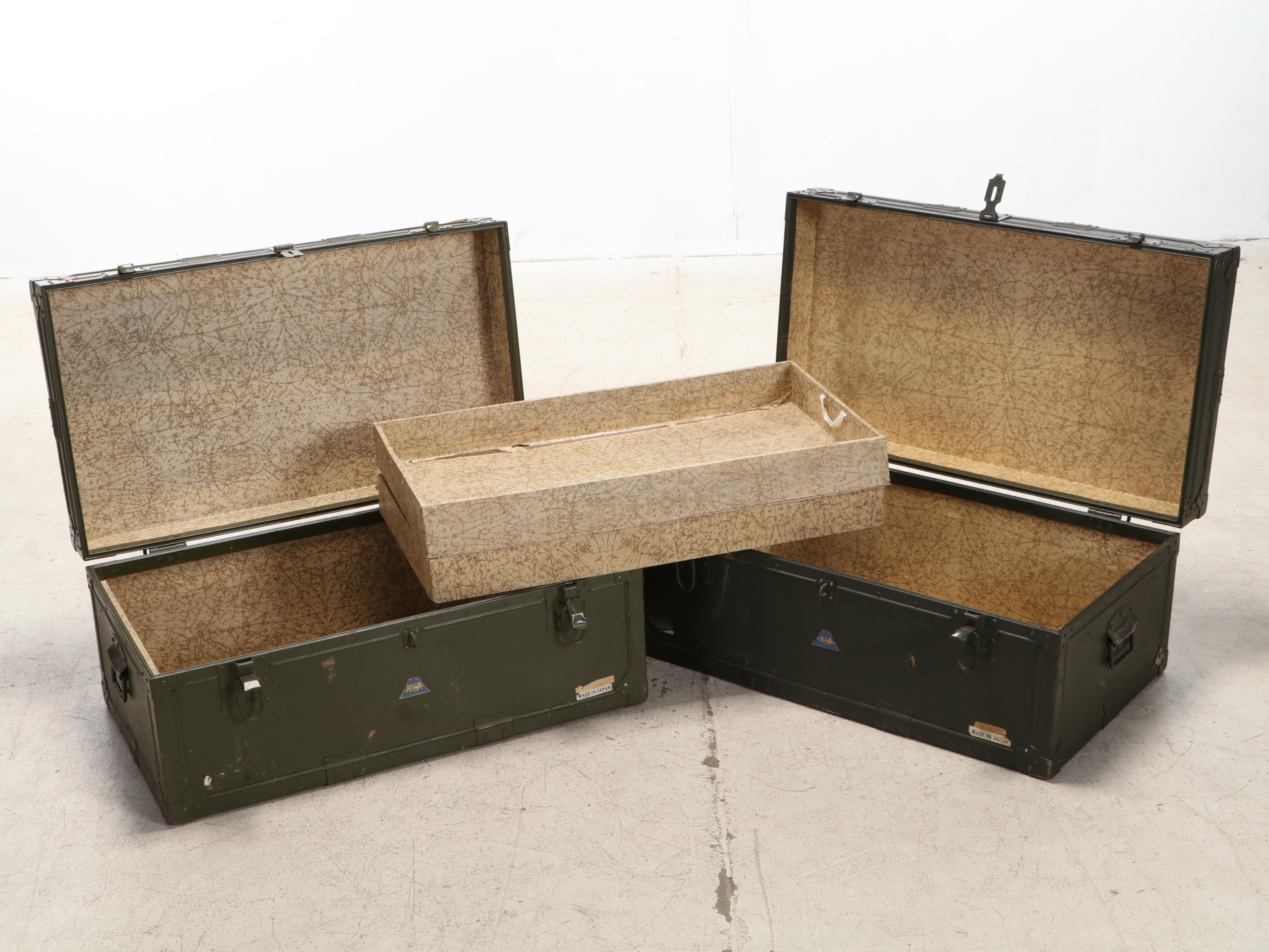 Kowa Industry and Other Military Foot Lockers, Mid-20th Century