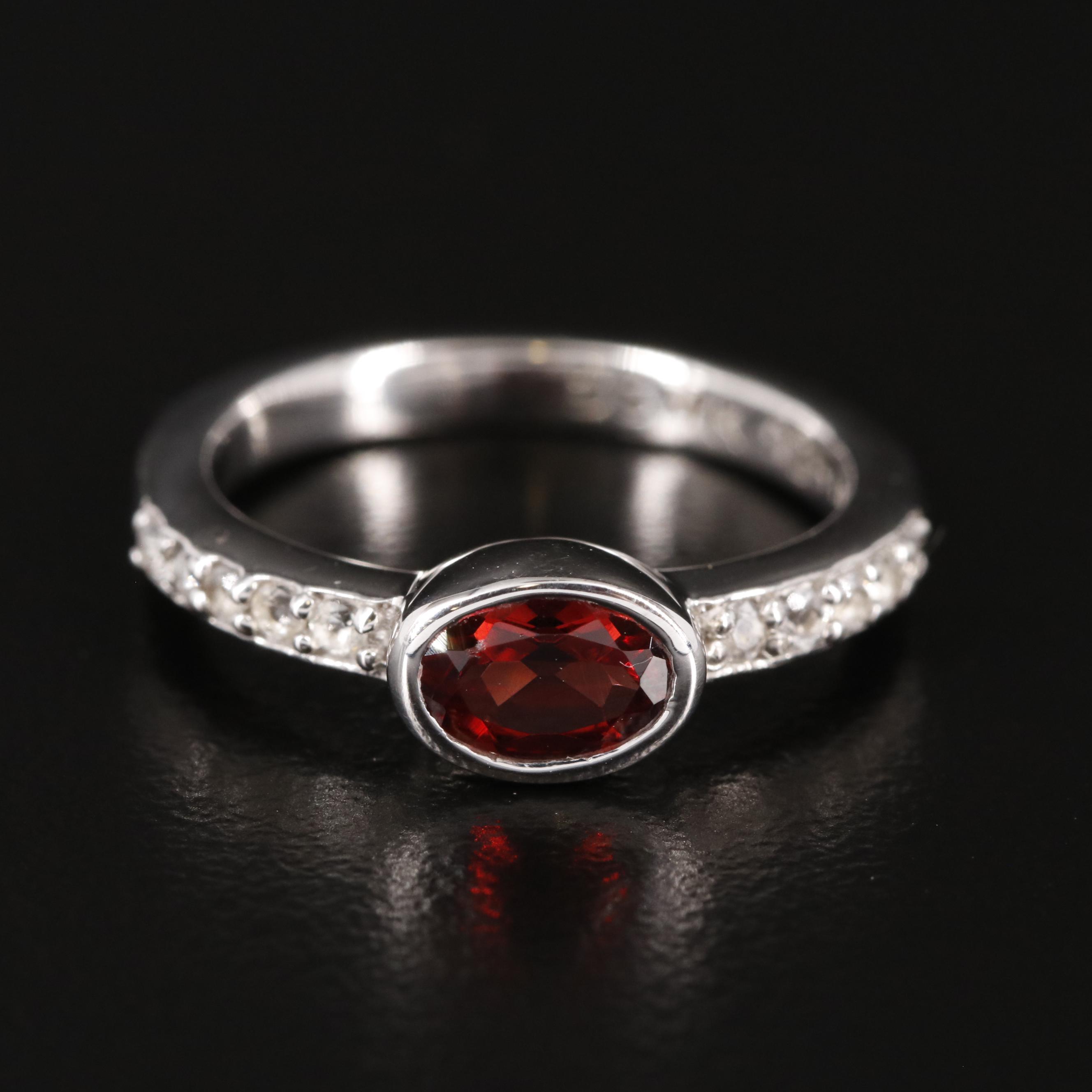 Sterling Garnet and White Topaz Ring