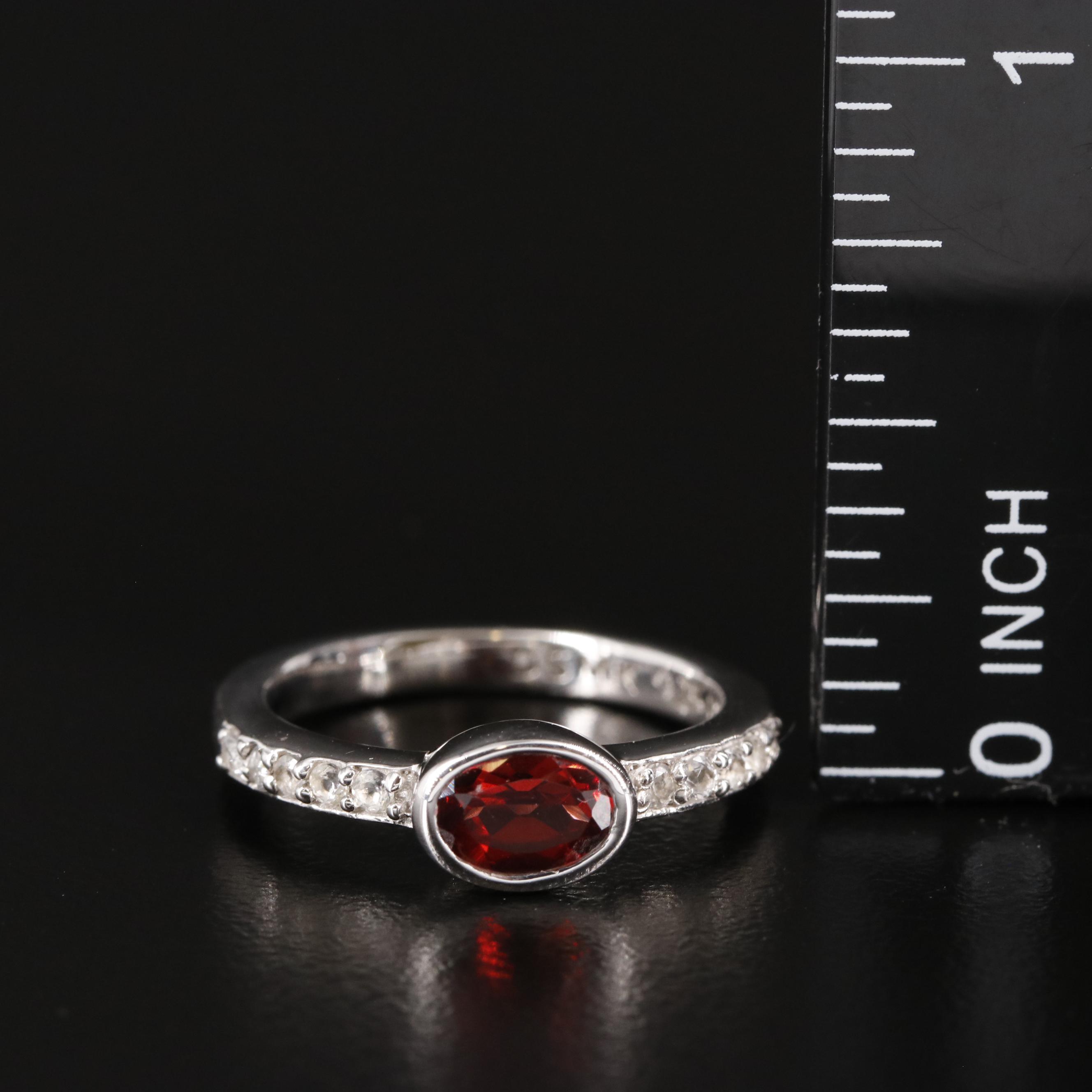 Sterling Garnet and White Topaz Ring