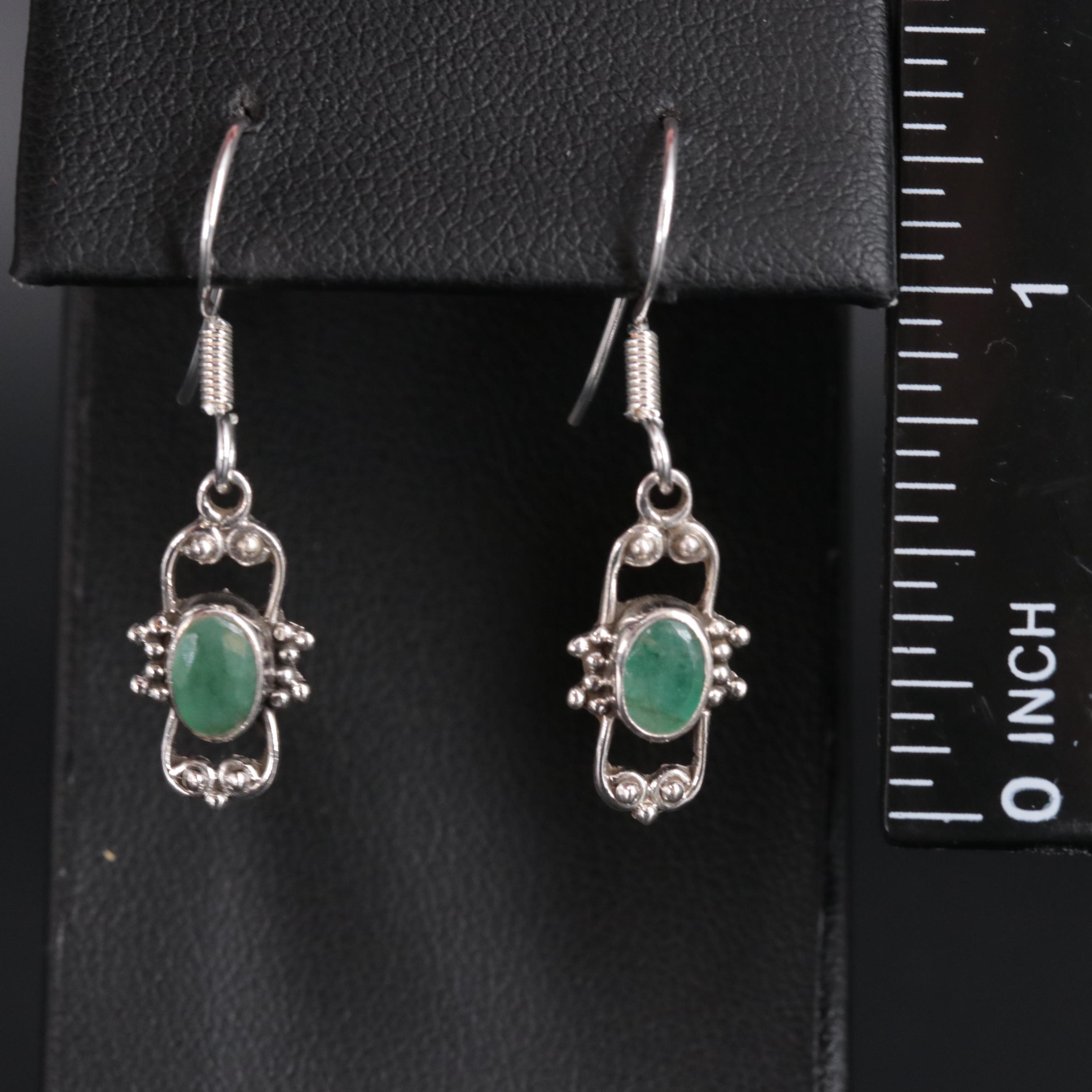 Sterling Silver Emerald Earrings