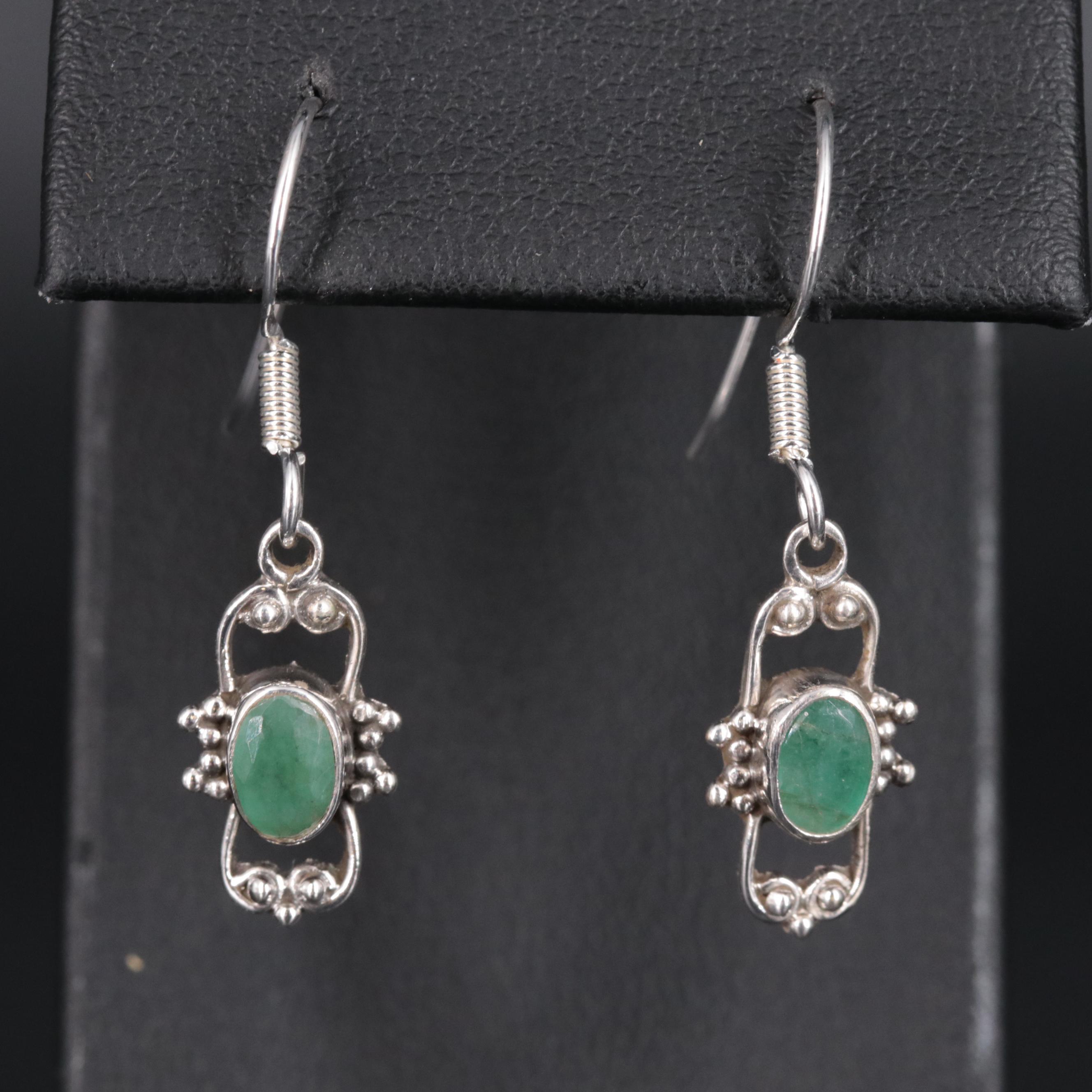 Sterling Silver Emerald Earrings