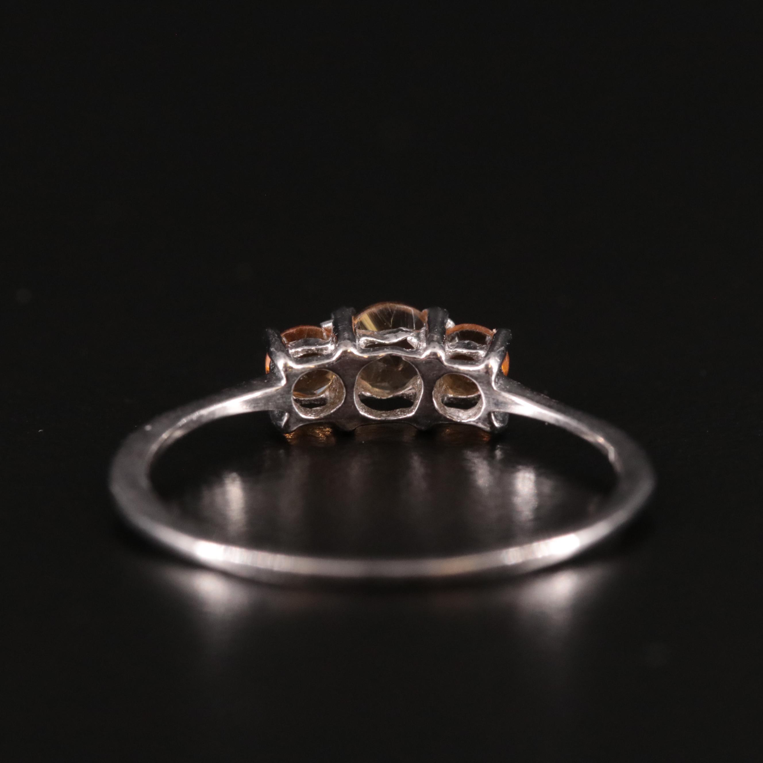 Sterling Citrine Three Stone Ring