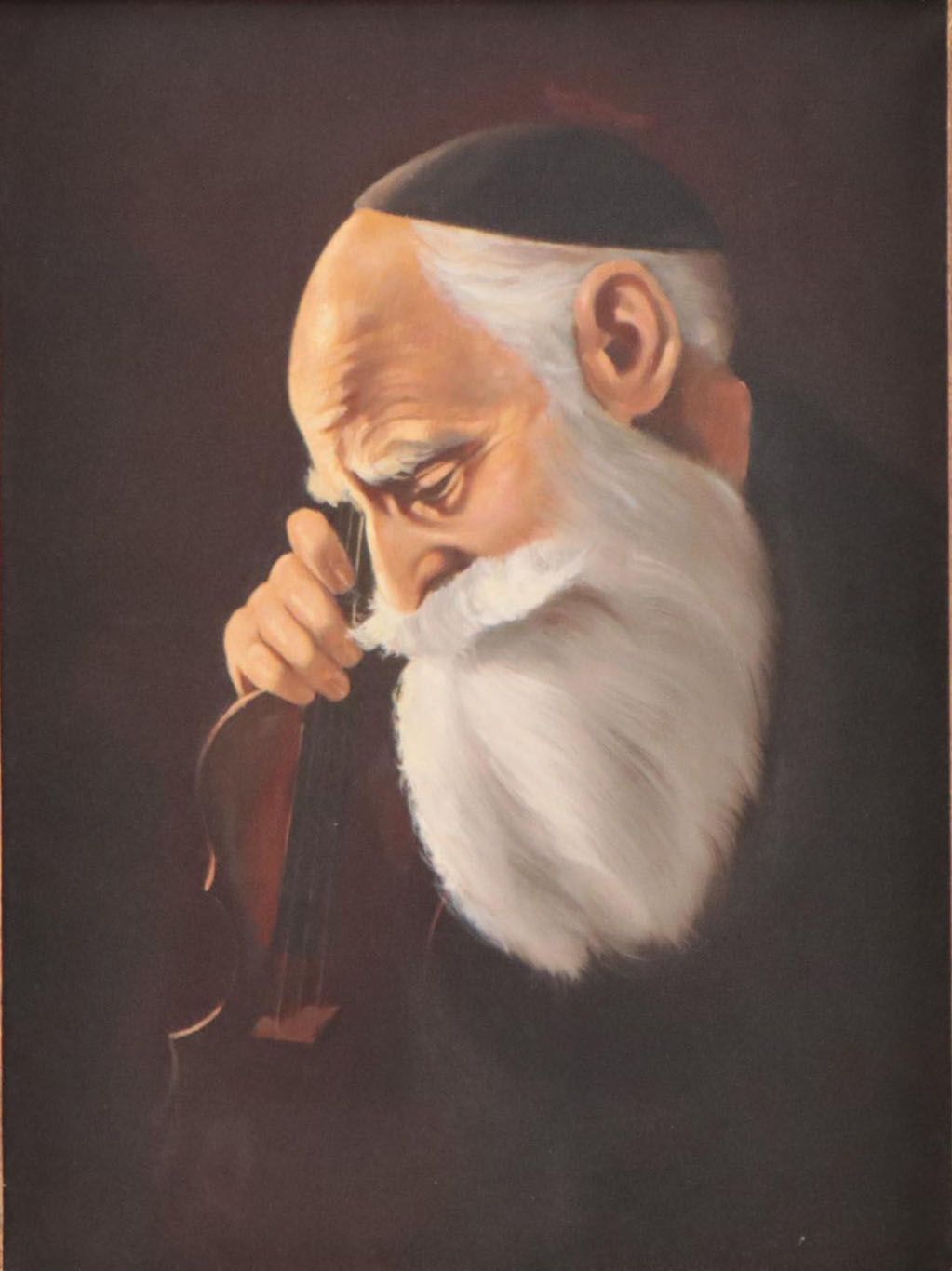 Oil Painting Portrait of Jewish Man With Violin