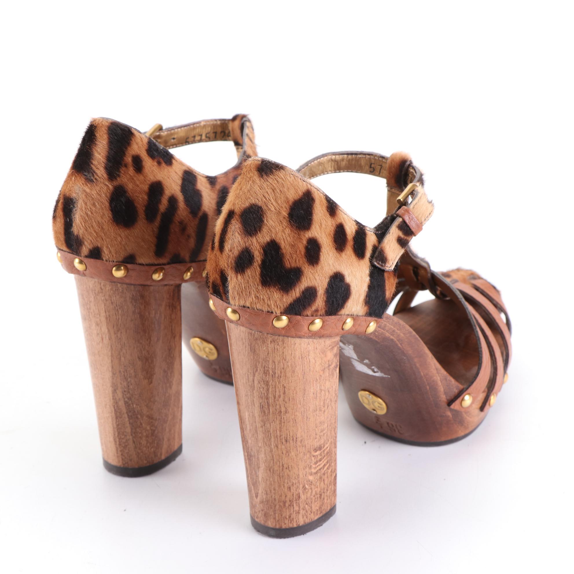 Dolce & Gabbana Platform Decollete Patchwork T-Strap Sandals with Box