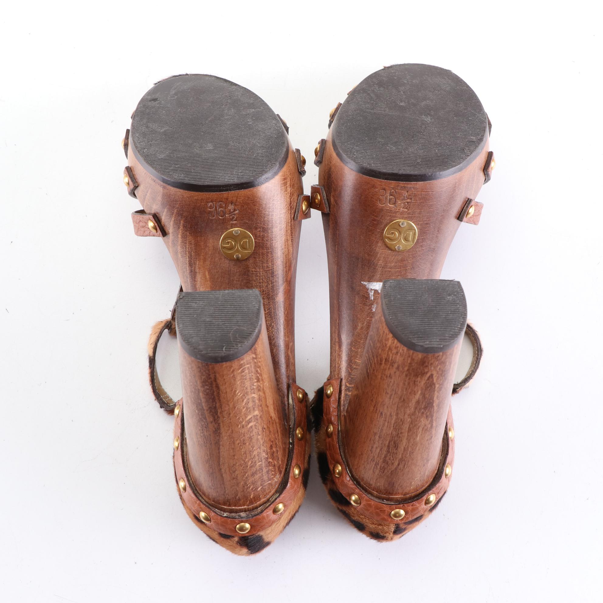 Dolce & Gabbana Platform Decollete Patchwork T-Strap Sandals with Box