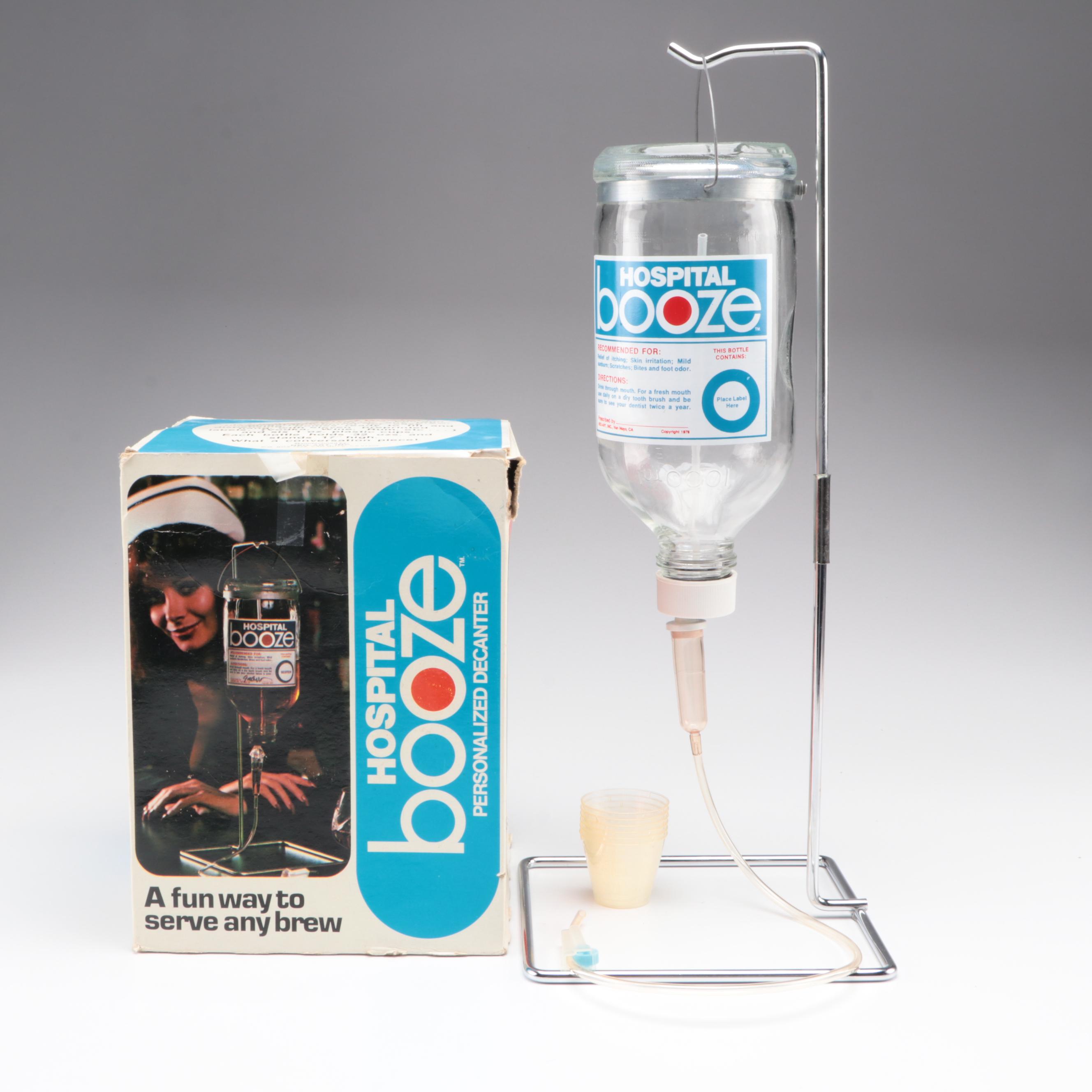 Neo-Art Inc. Hospital Booze Personalized Glass Liquor Decanter, 1970s