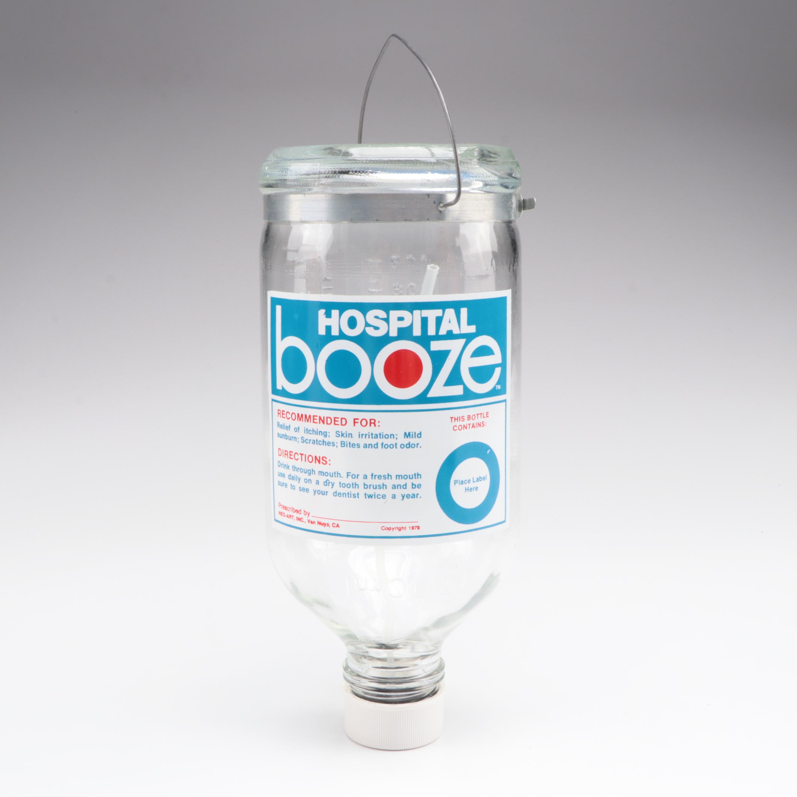 Neo-Art Inc. Hospital Booze Personalized Glass Liquor Decanter, 1970s