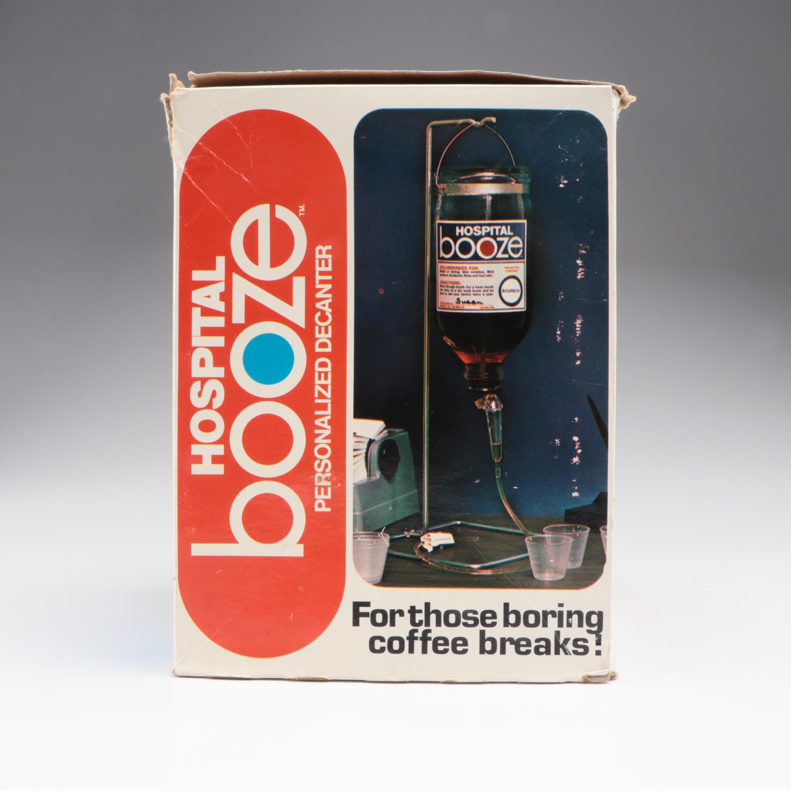 Neo-Art Inc. Hospital Booze Personalized Glass Liquor Decanter, 1970s