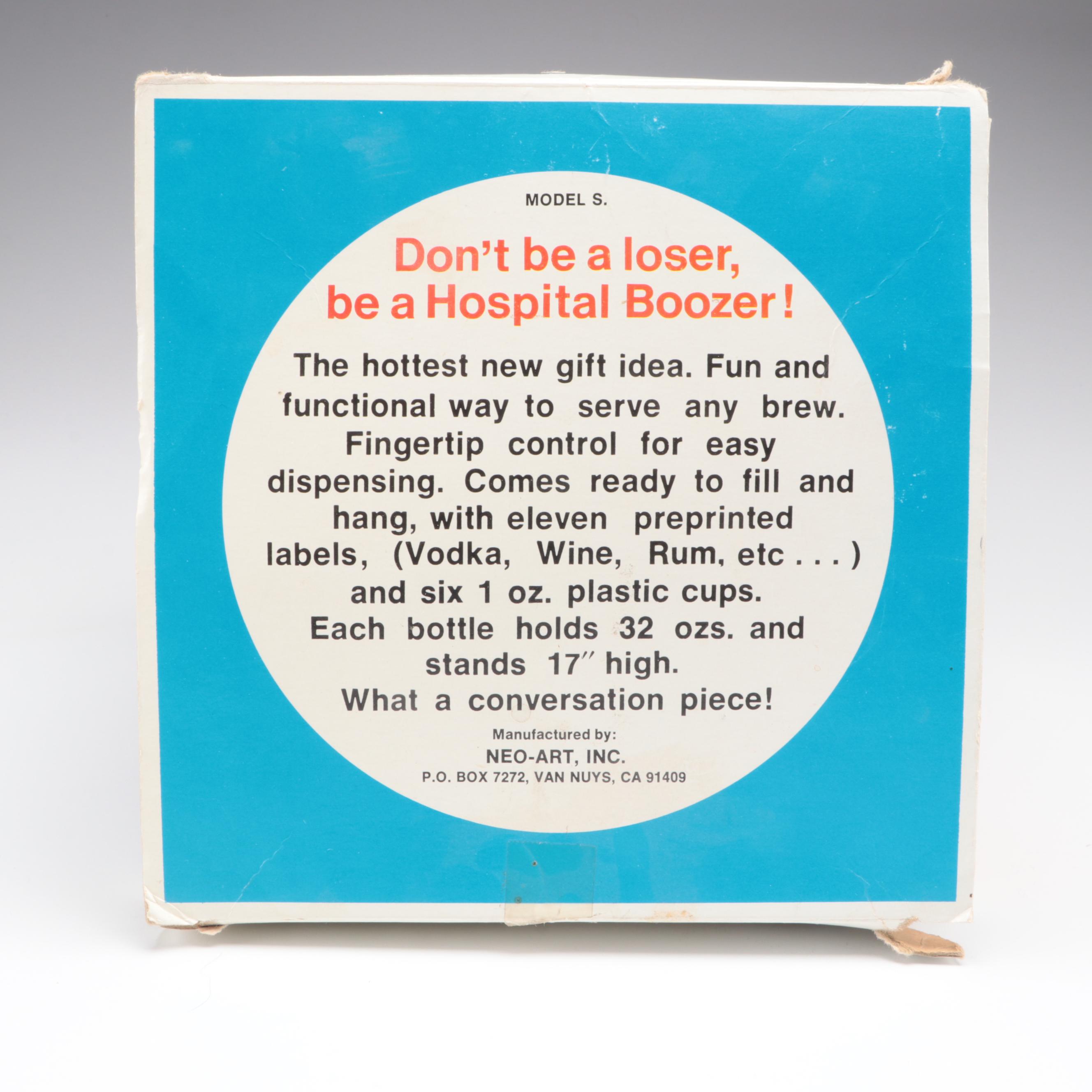 Neo-Art Inc. Hospital Booze Personalized Glass Liquor Decanter, 1970s