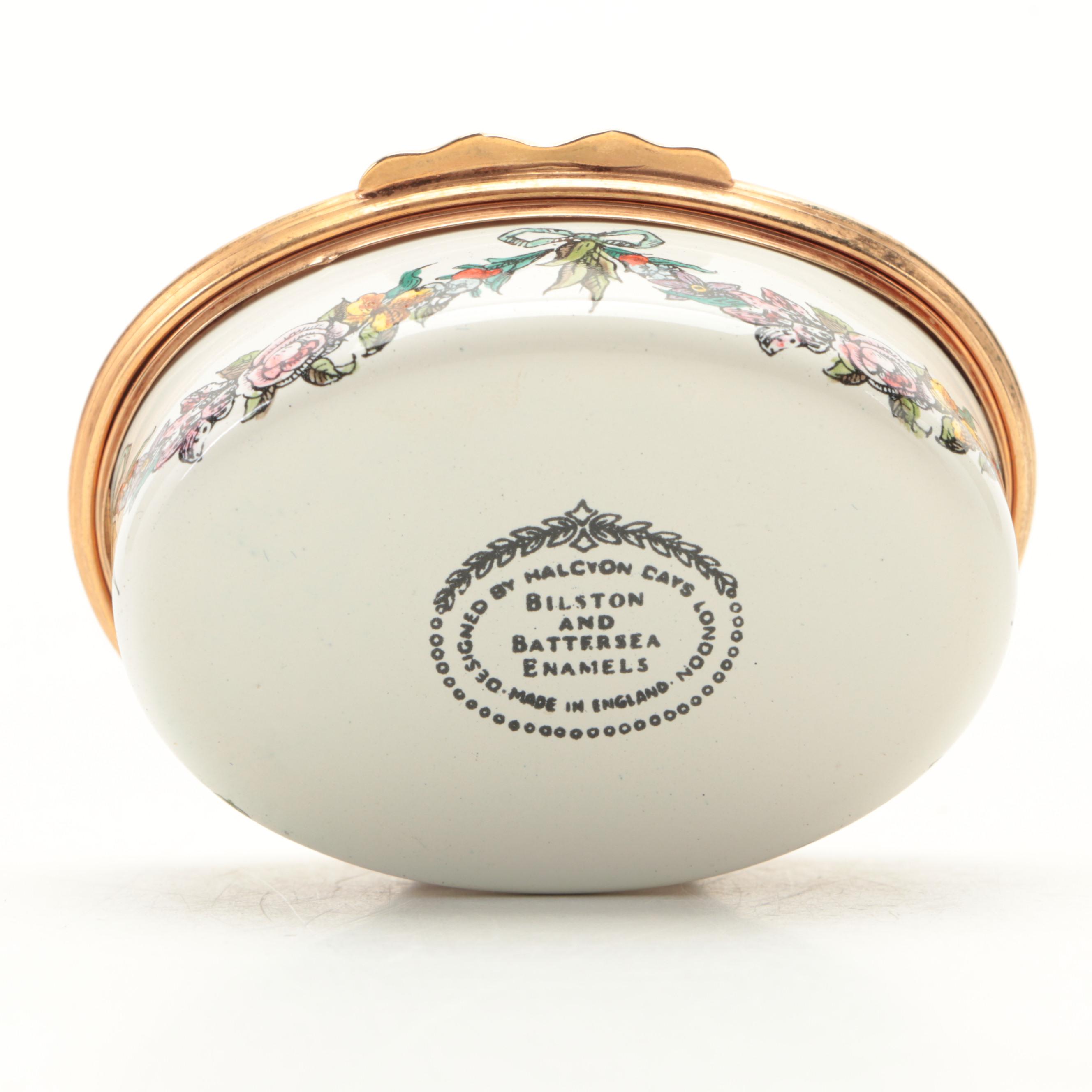 Bilston & Battersea Hand Colored Enameled Copper Oval Box, 1978