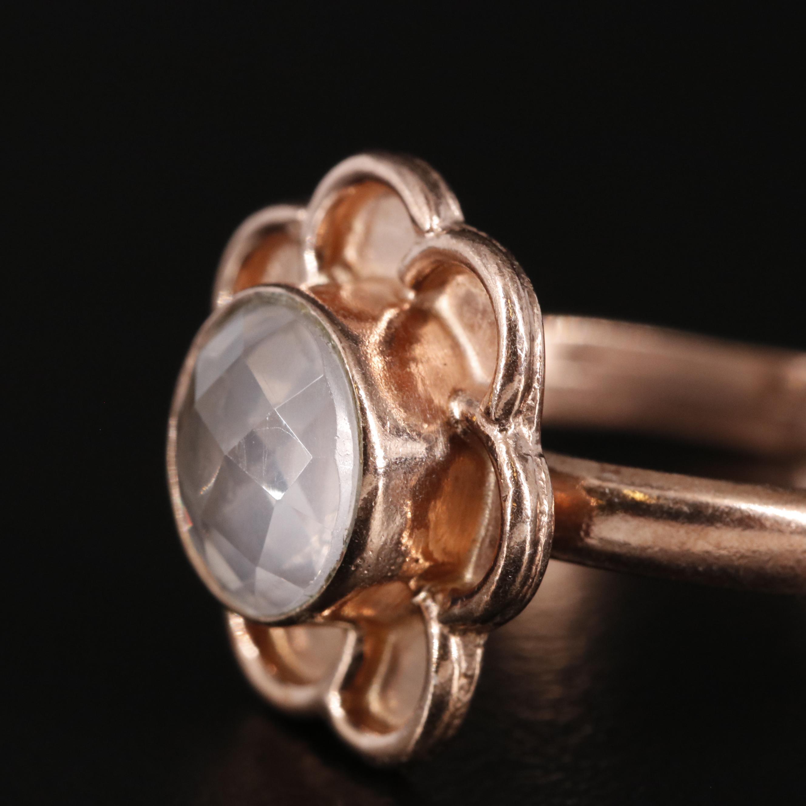 Rose Quartz Floral Ring