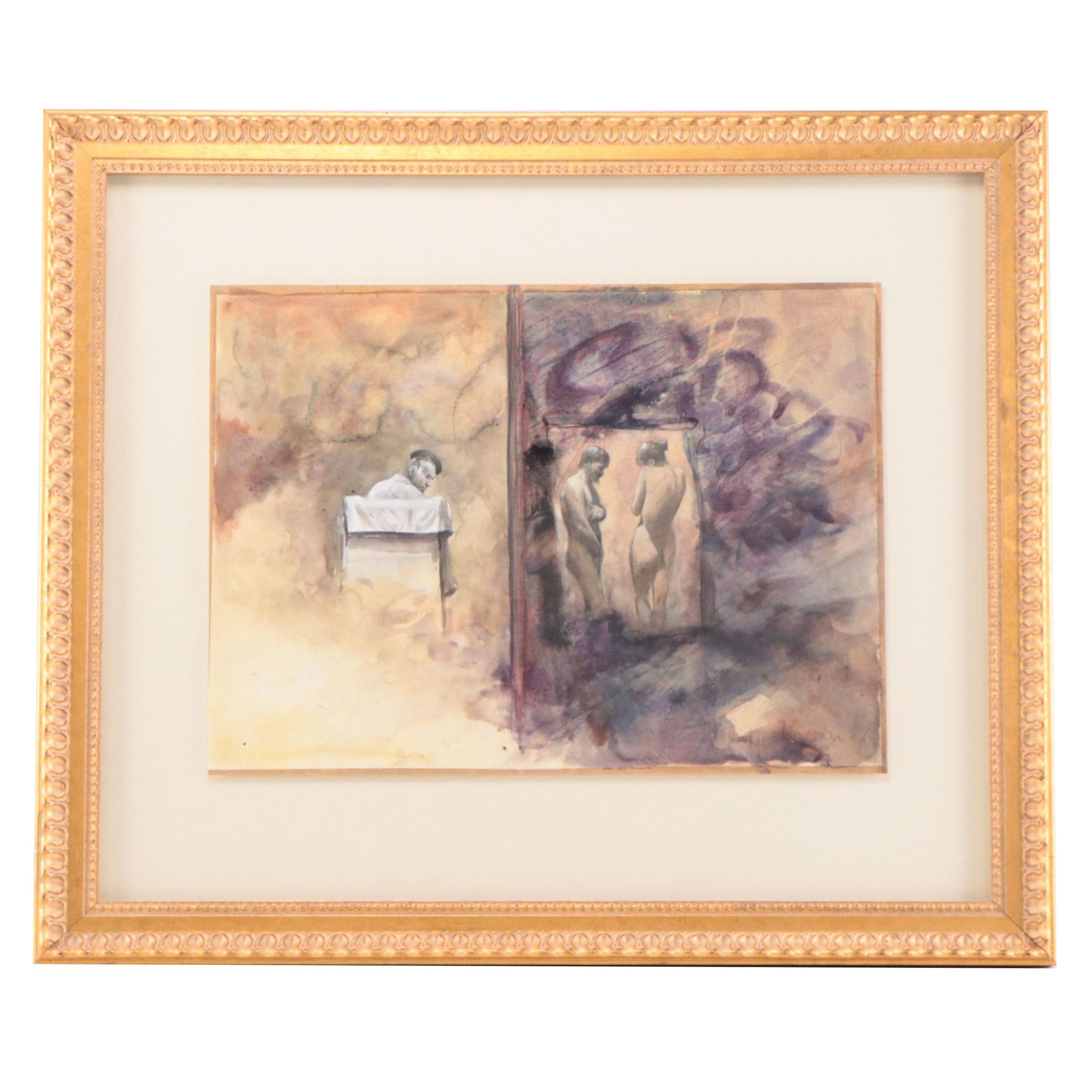 Allegorical Figurative Watercolor Painting