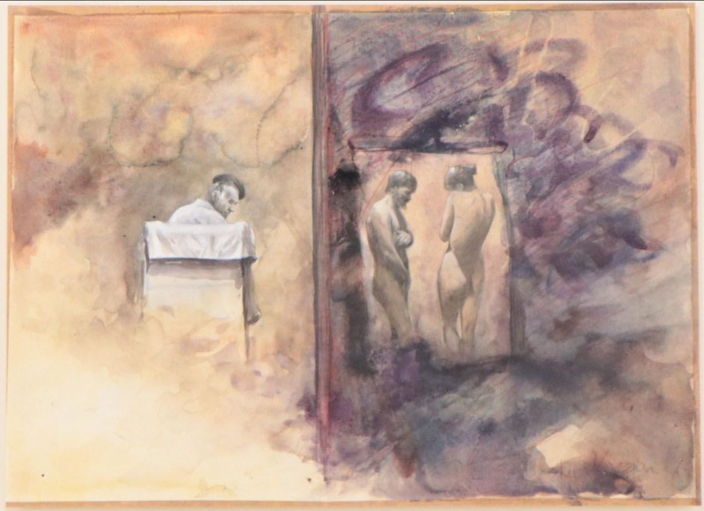 Allegorical Figurative Watercolor Painting