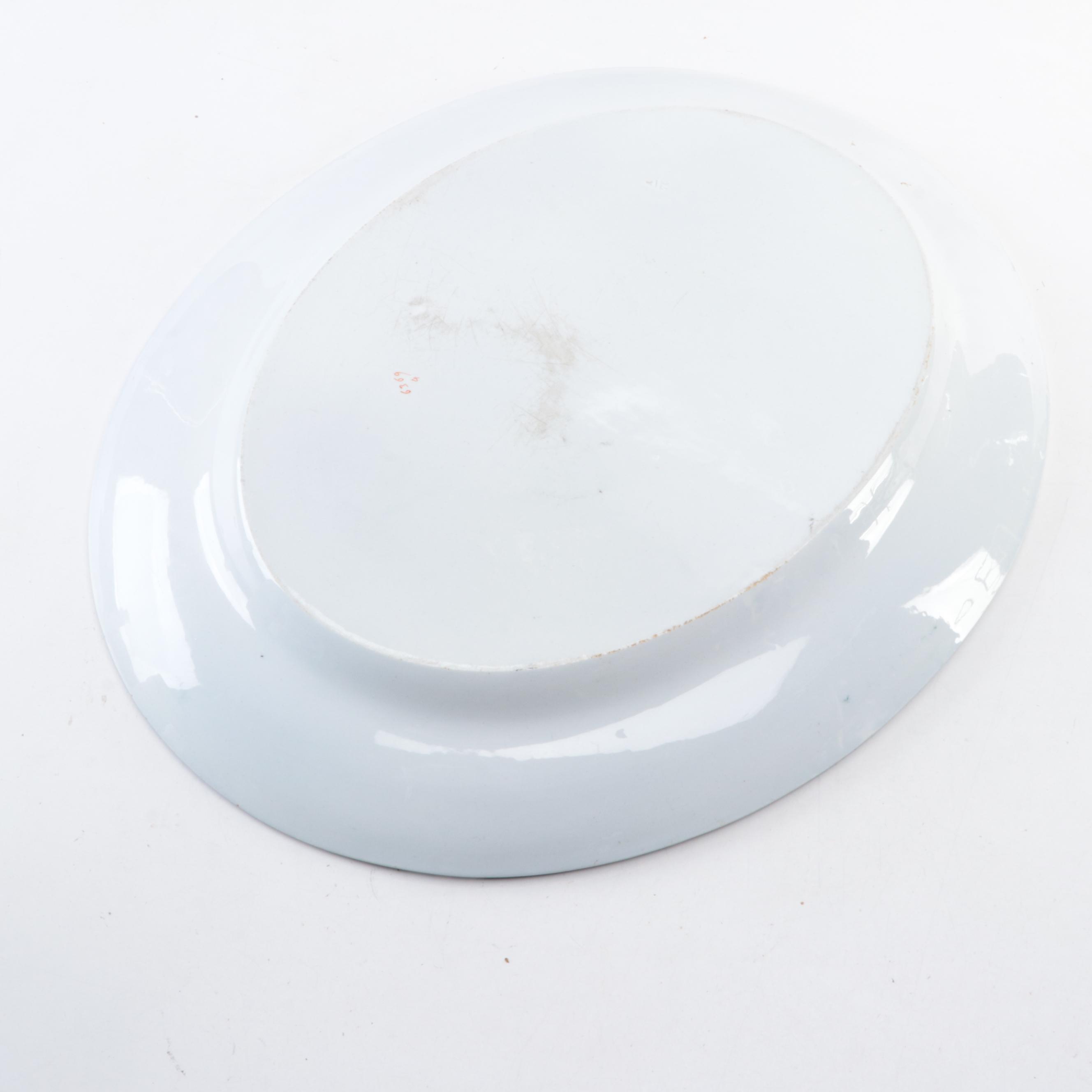 Polychrome Flow Blue Chinoiserie Style Ironstone Platter, 19th Century