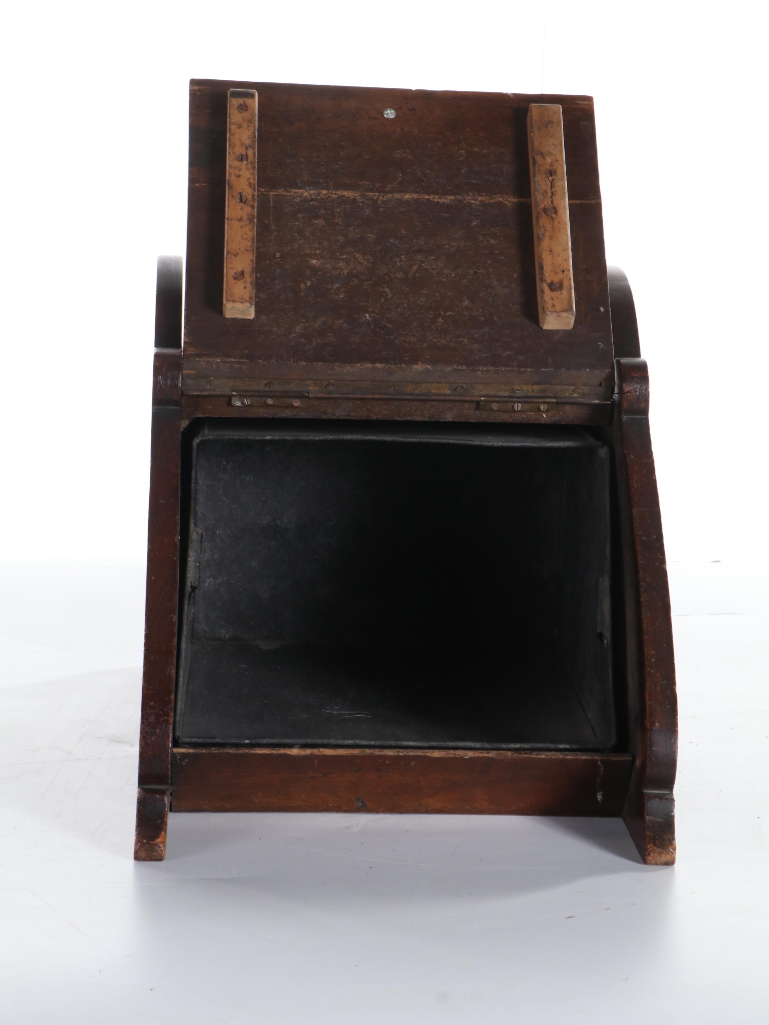 Victorian Wooden Coal Scuttle with Scoop, Early 20th Century