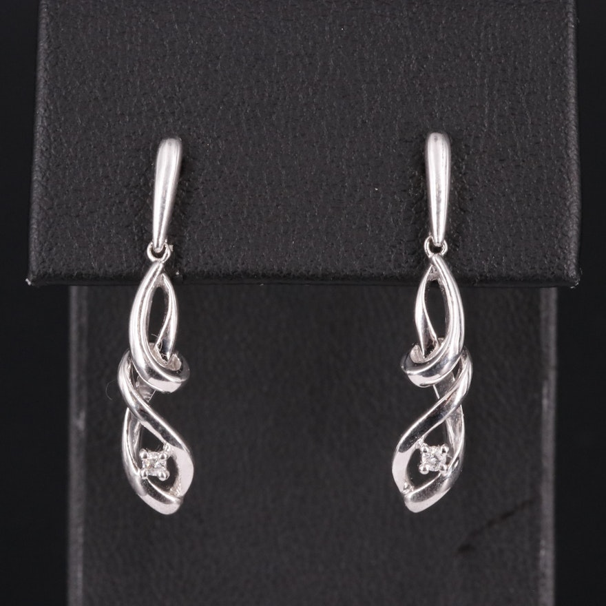 Sterling 0.06 CTW Diamond Dangle Earrings