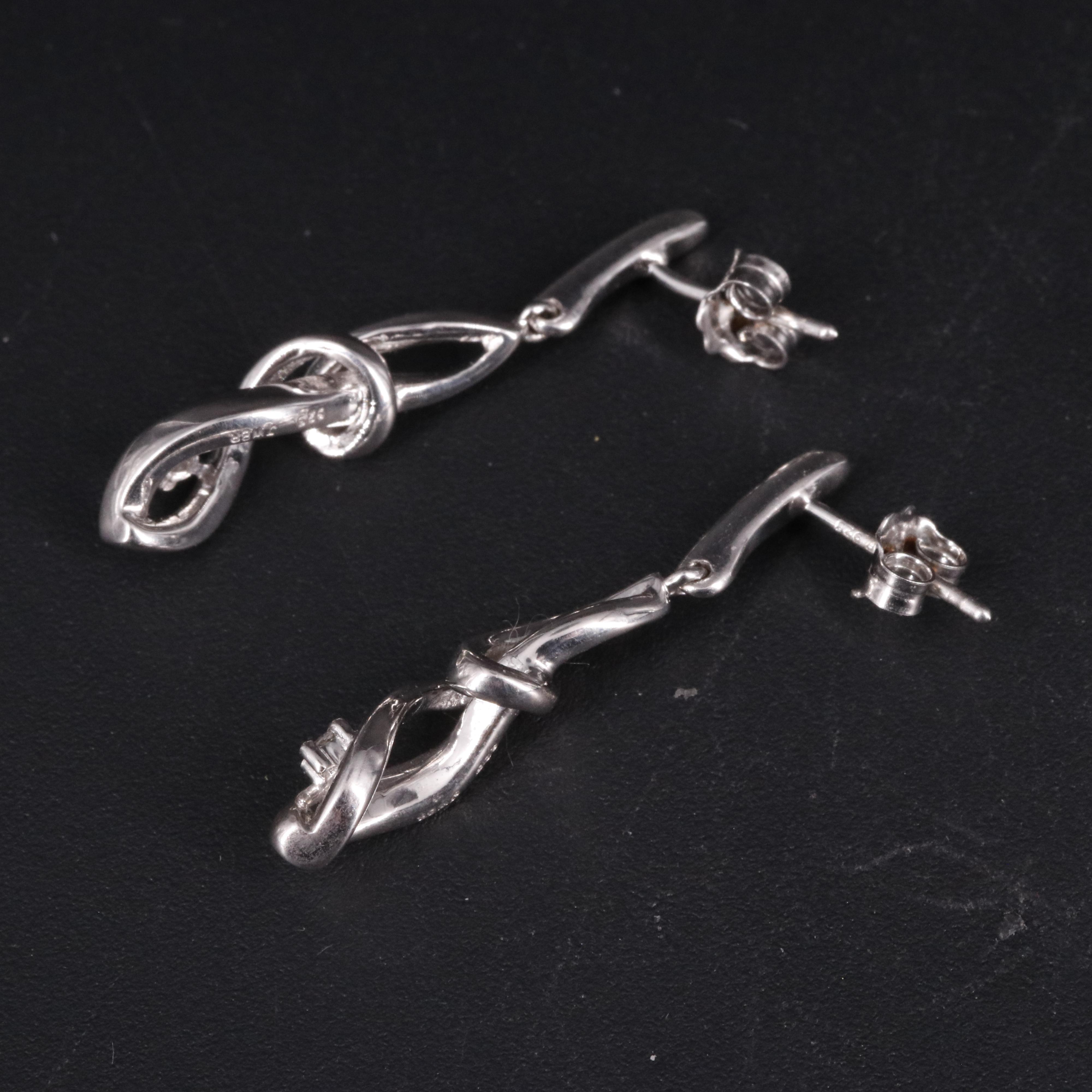 Sterling 0.06 CTW Diamond Dangle Earrings