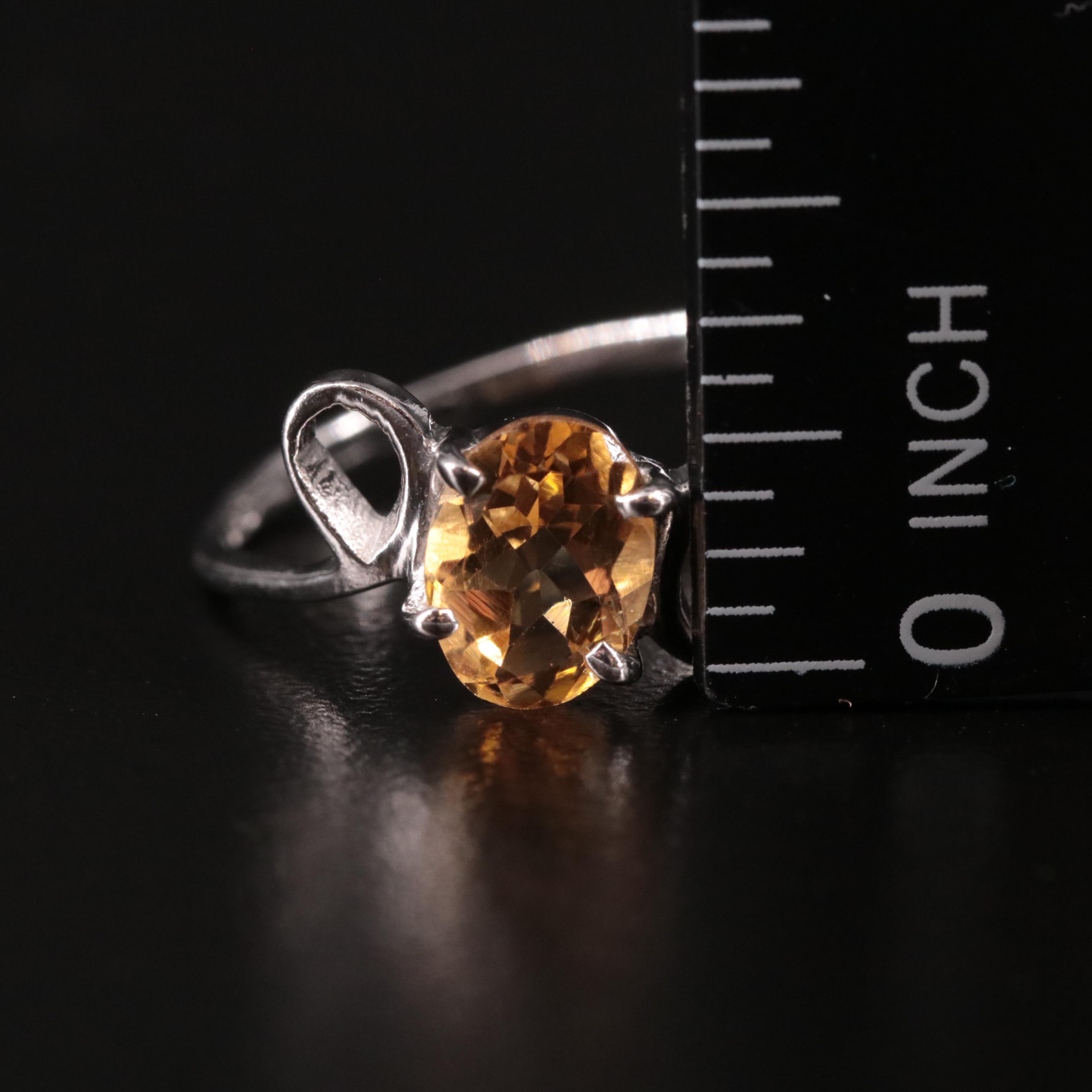 Sterling Citrine Knot Accented Ring