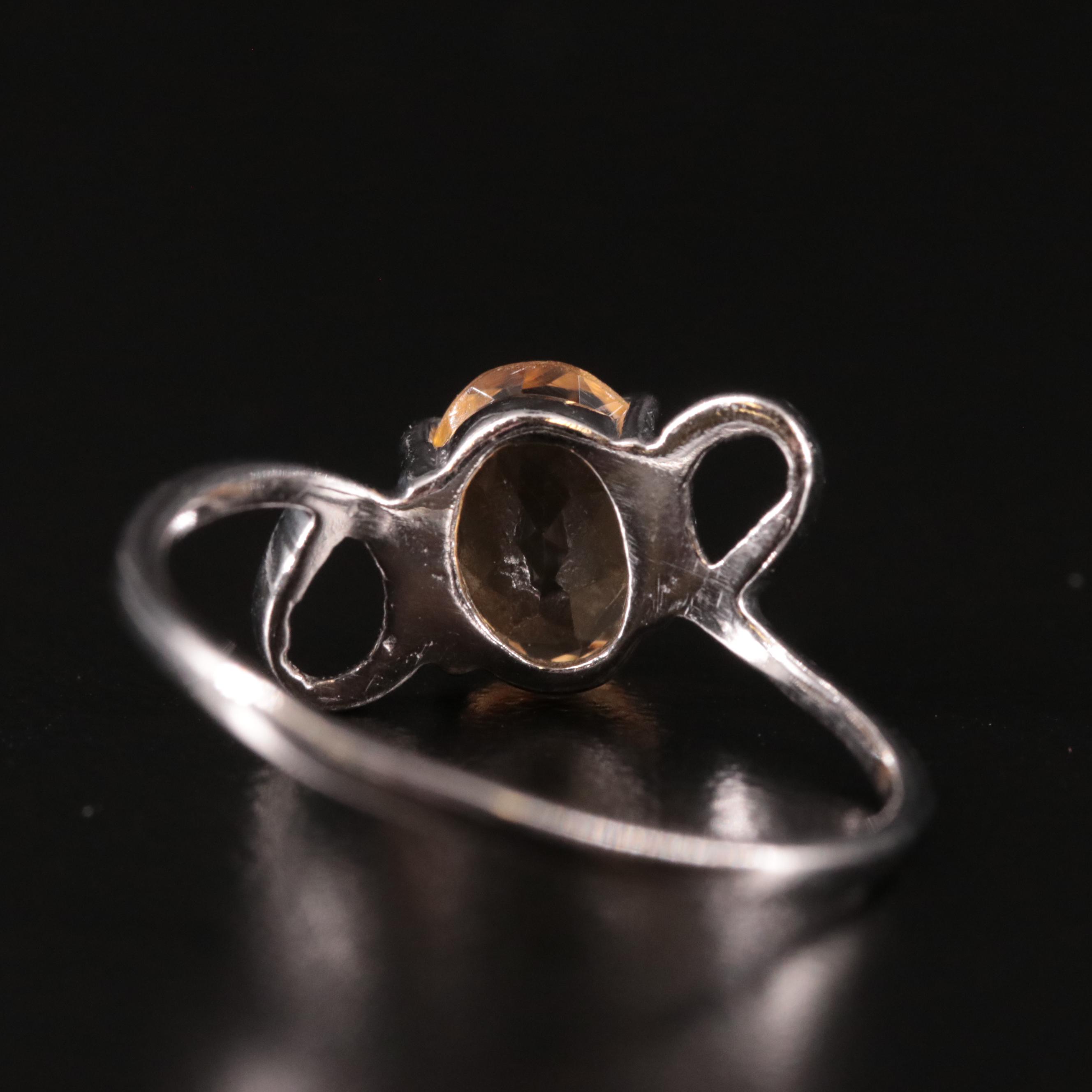 Sterling Citrine Knot Accented Ring
