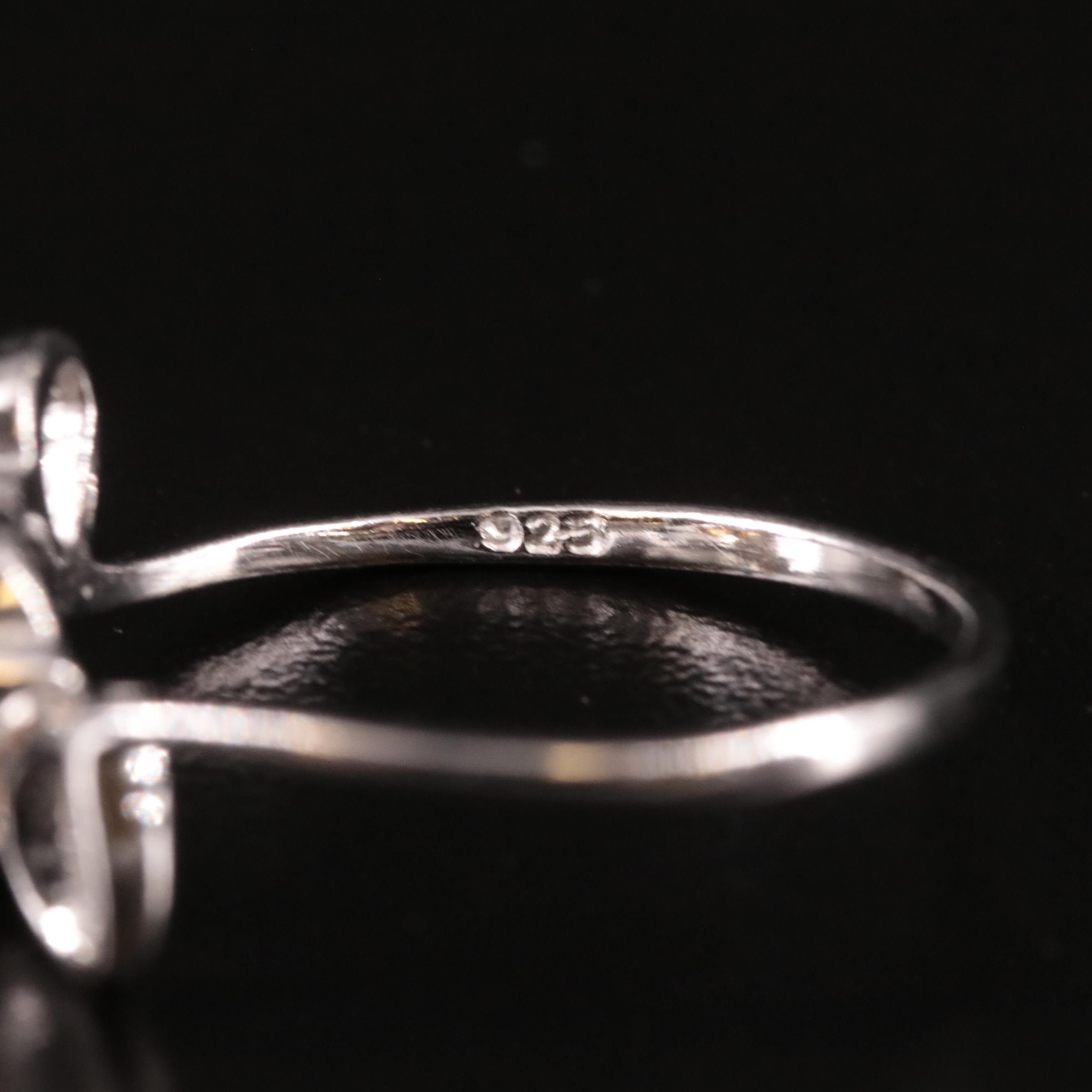 Sterling Citrine Knot Accented Ring