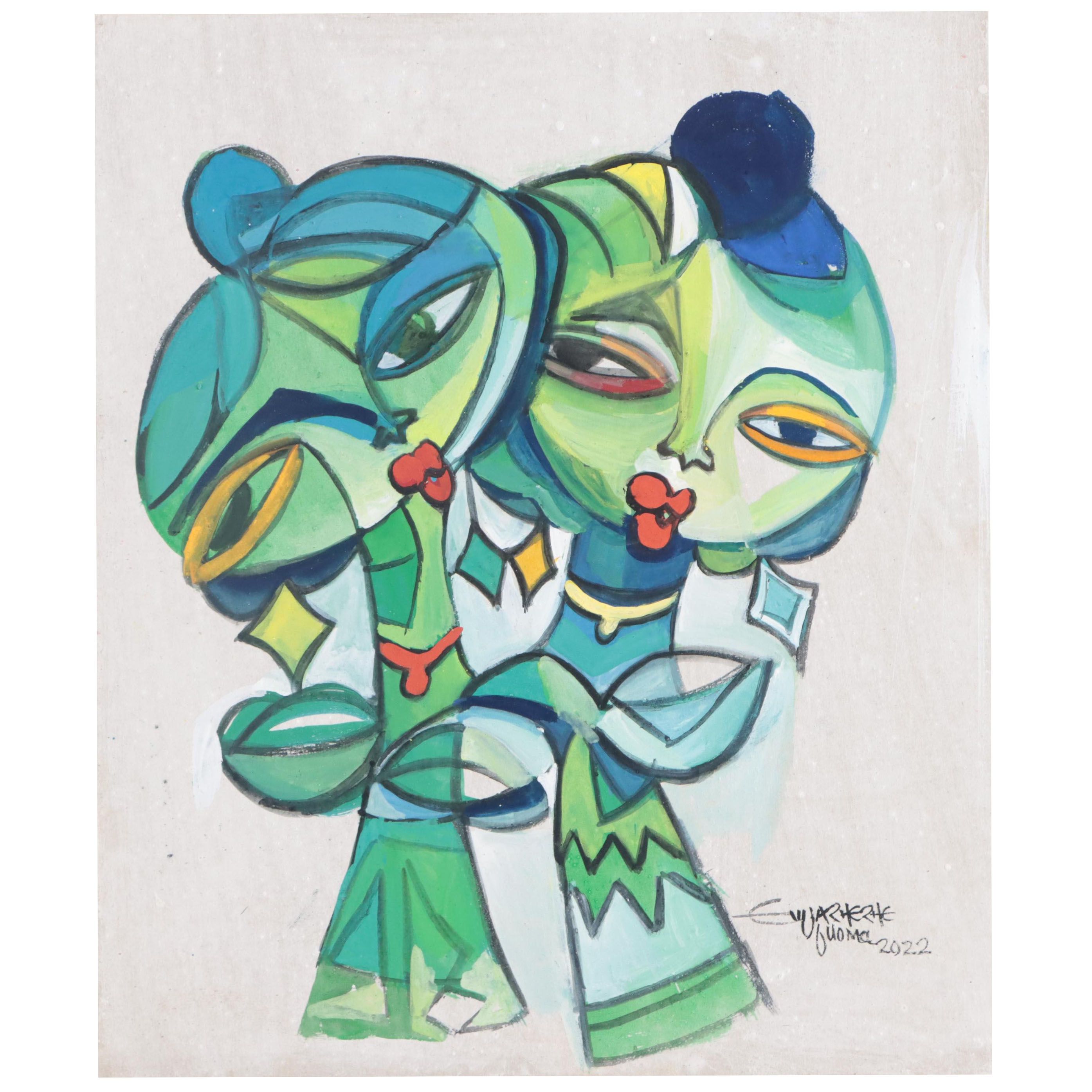 Ufuoma Evuarherhe Acrylic Painting "My Beautiful Family," 2022