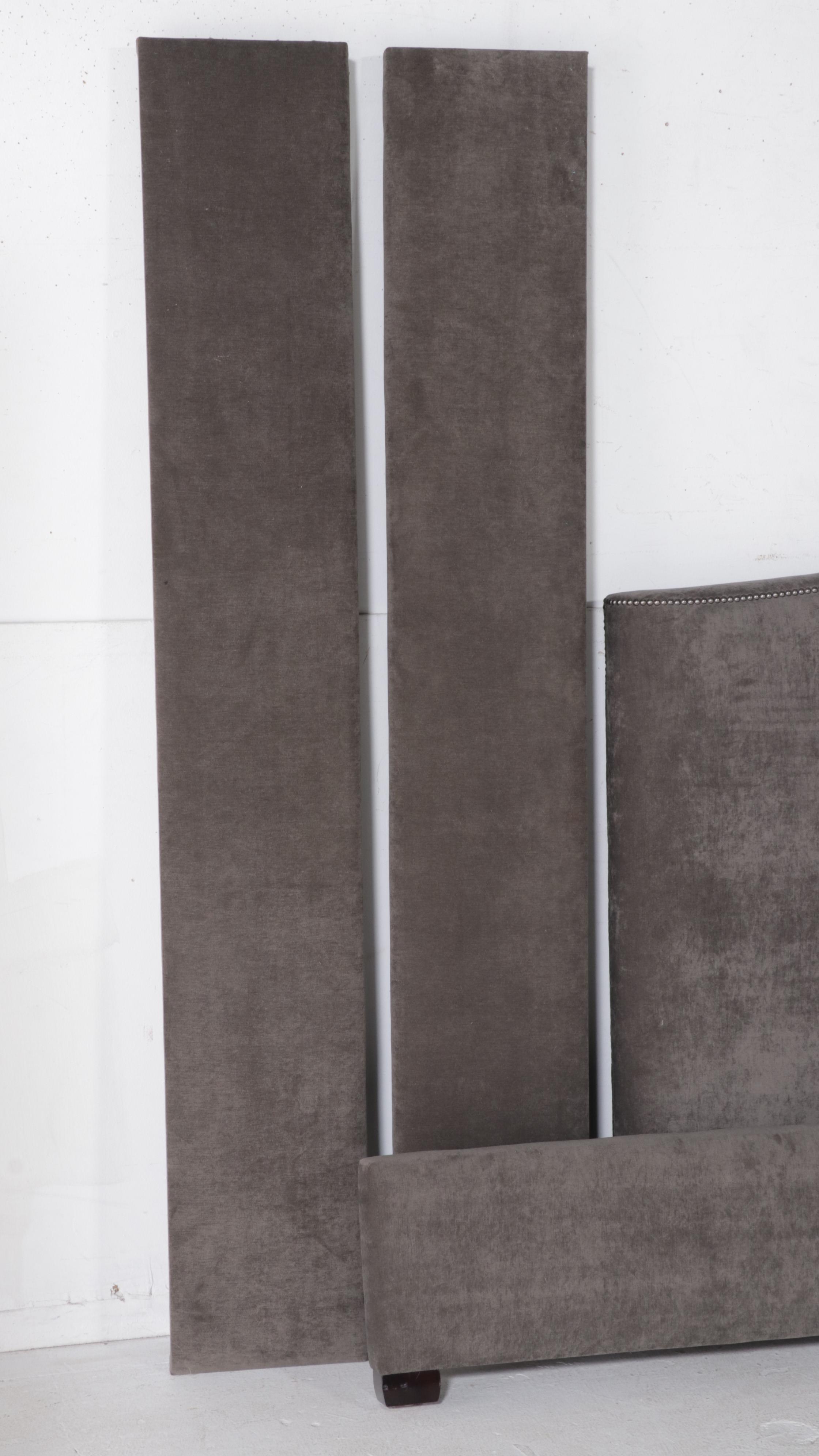 Bernhardt Custom-Upholstered King Size Bed Frame with Nailheads