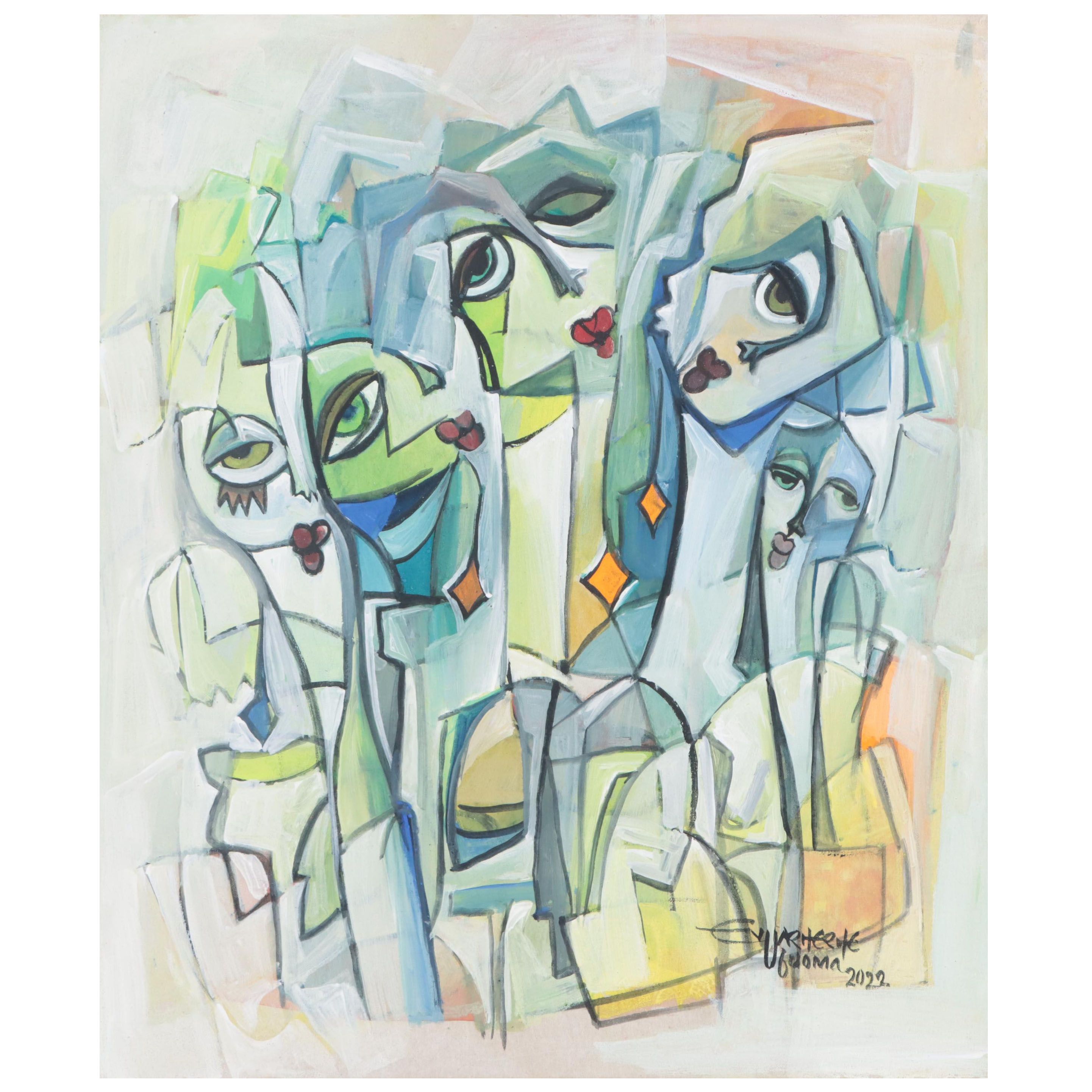 Ufuoma Evuarherhe Acrylic Painting "Celebration," 2021 - 2022