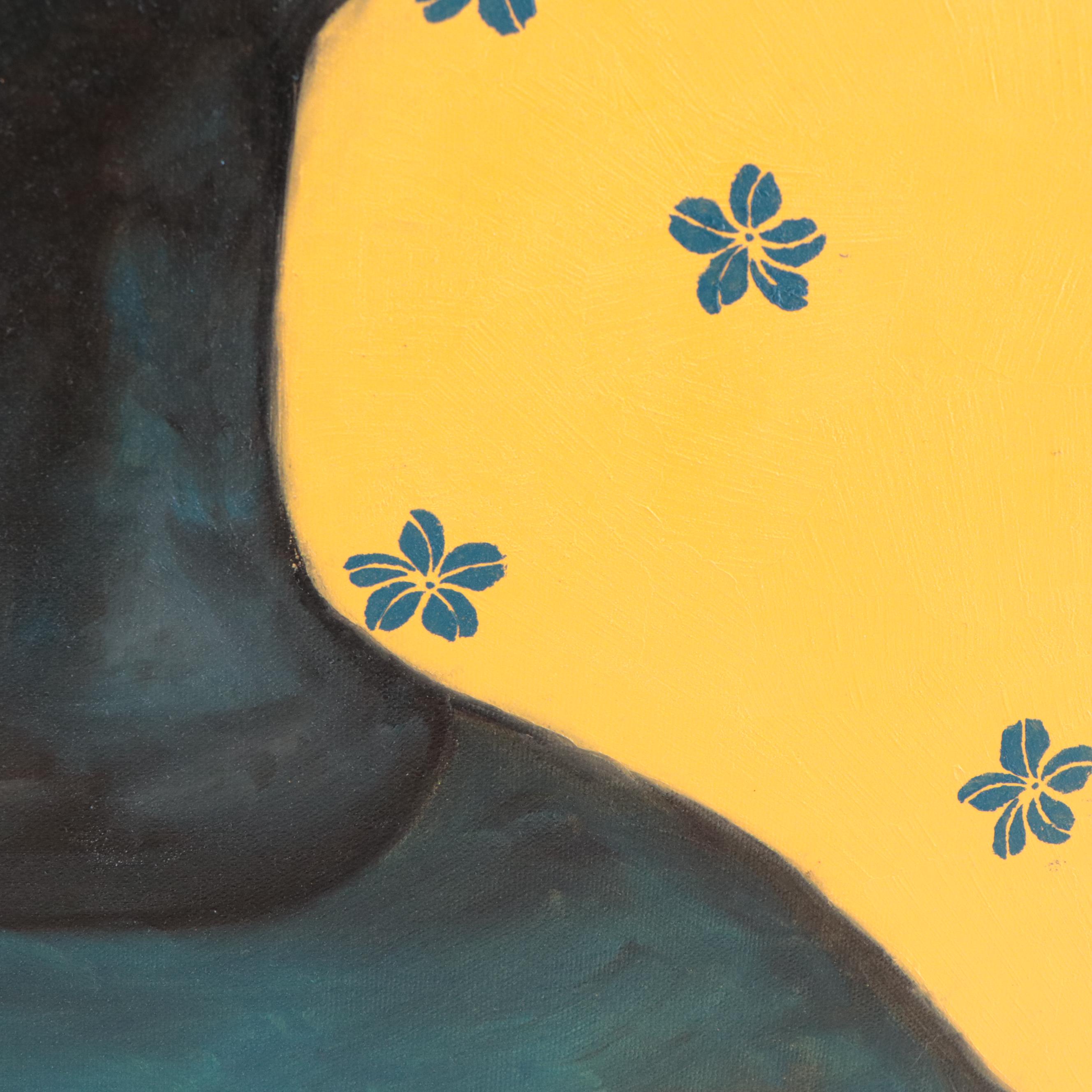 Oluwakemi Omowaire Oil Painting "Waiting," 21st Century