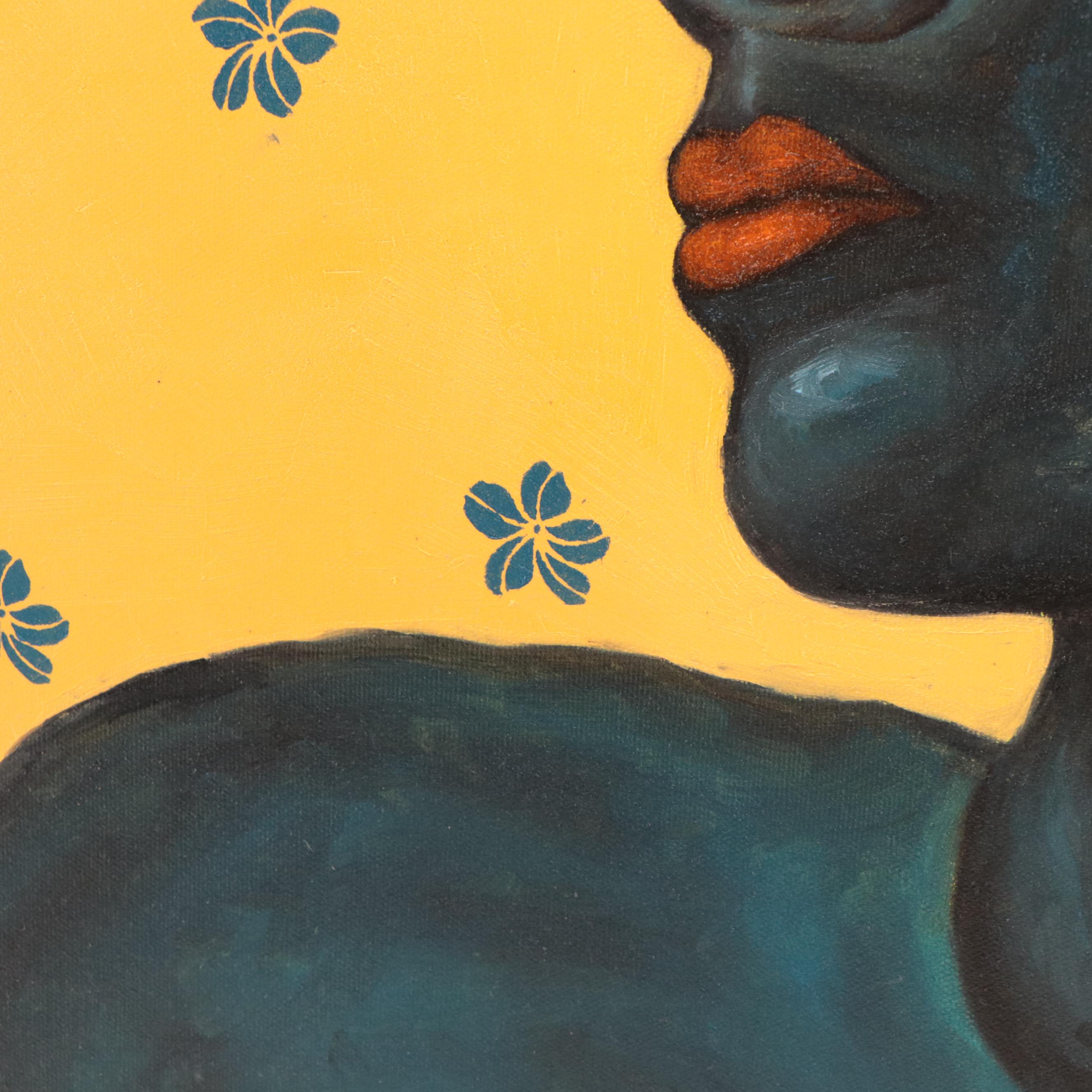 Oluwakemi Omowaire Oil Painting "Waiting," 21st Century