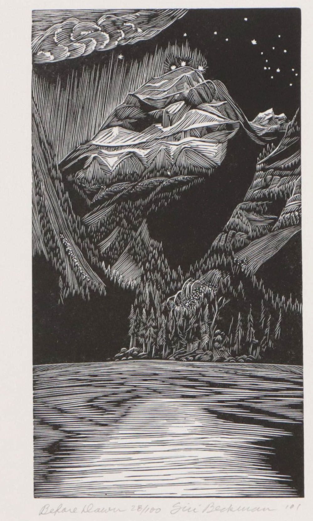 Siri Beckman Wood Engraving "Before Dawn," 2001