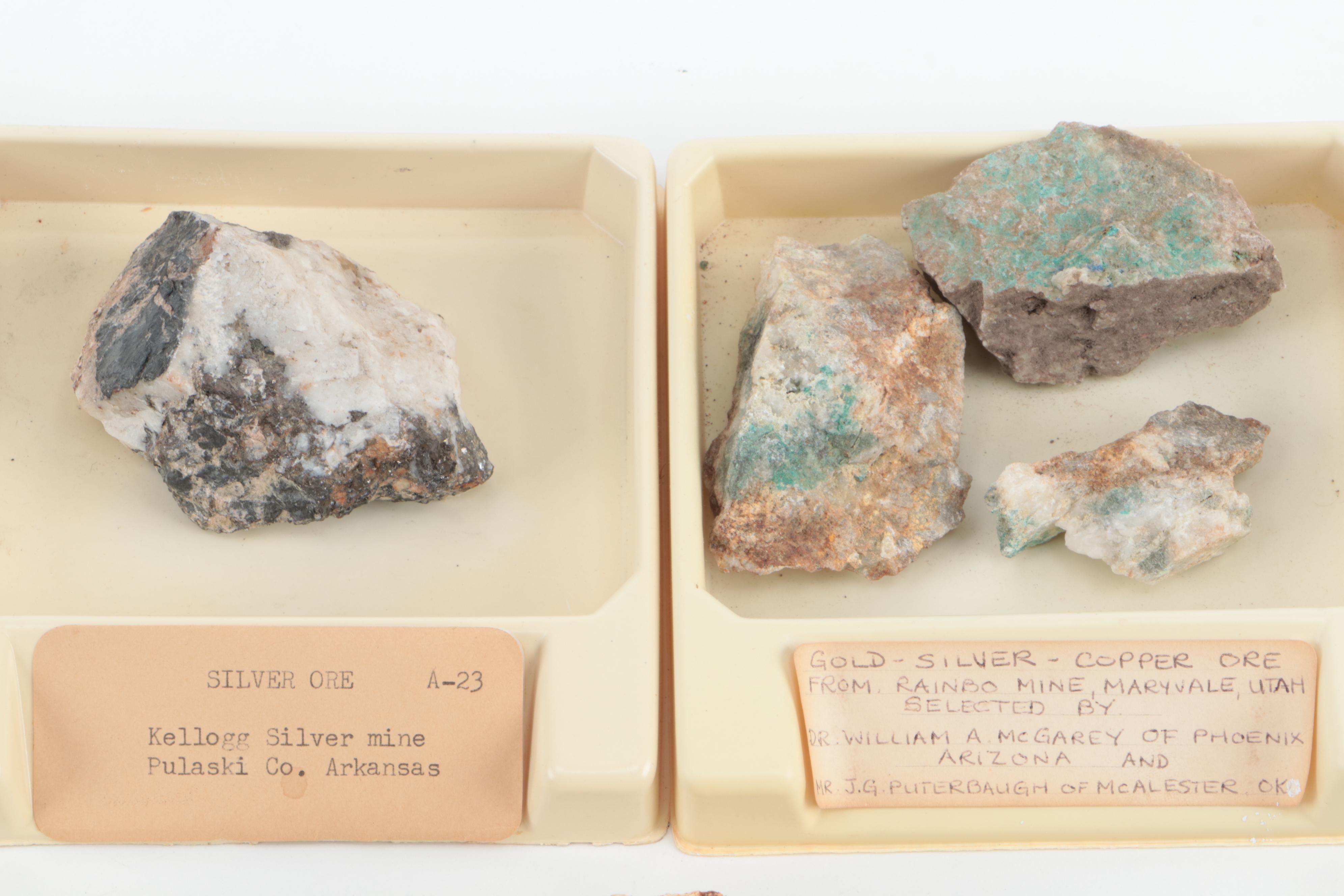 Native Copper, Silver Ore, Galenite and Other Mineral and Ore Specimens