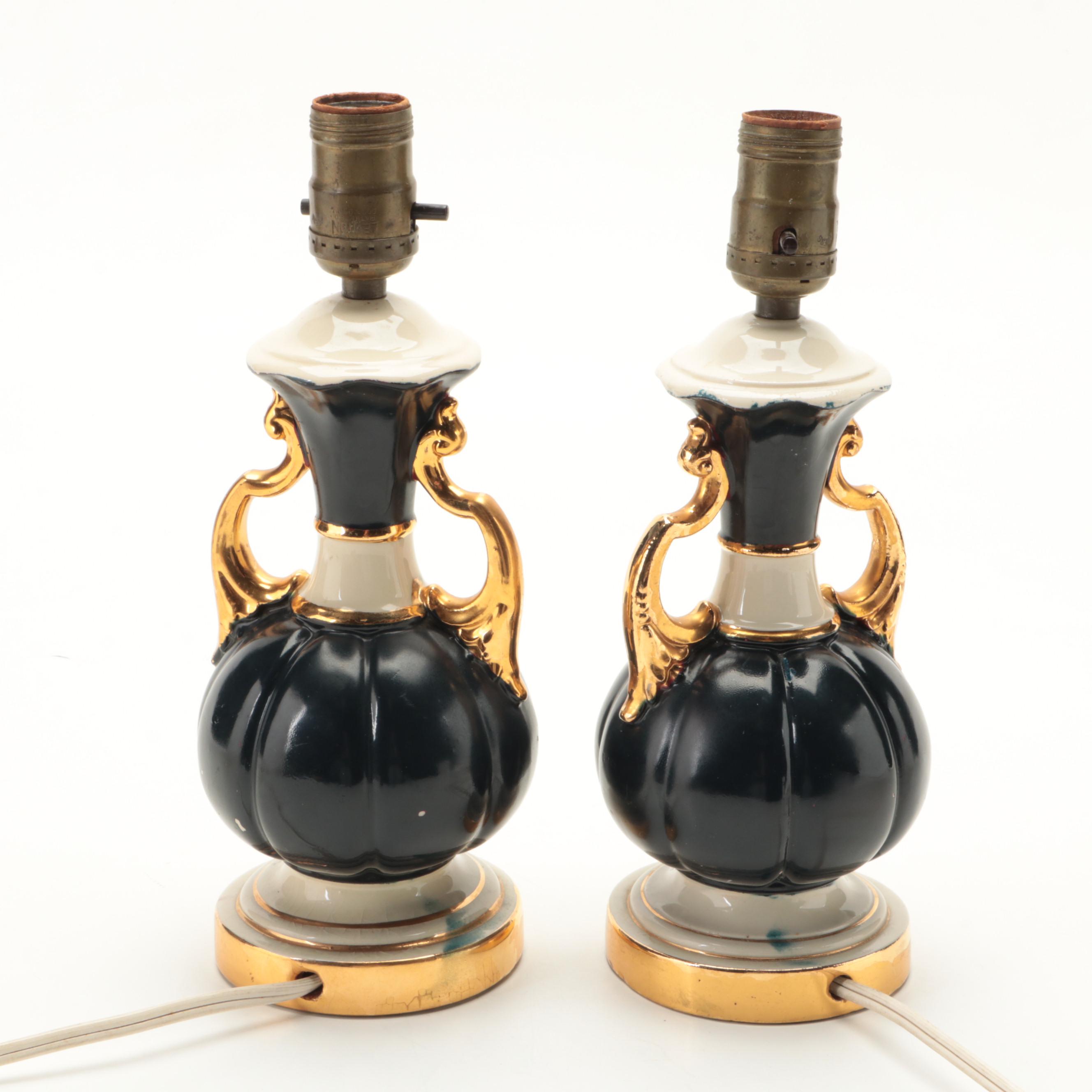 Ceramic Urn Boudoir Lamps