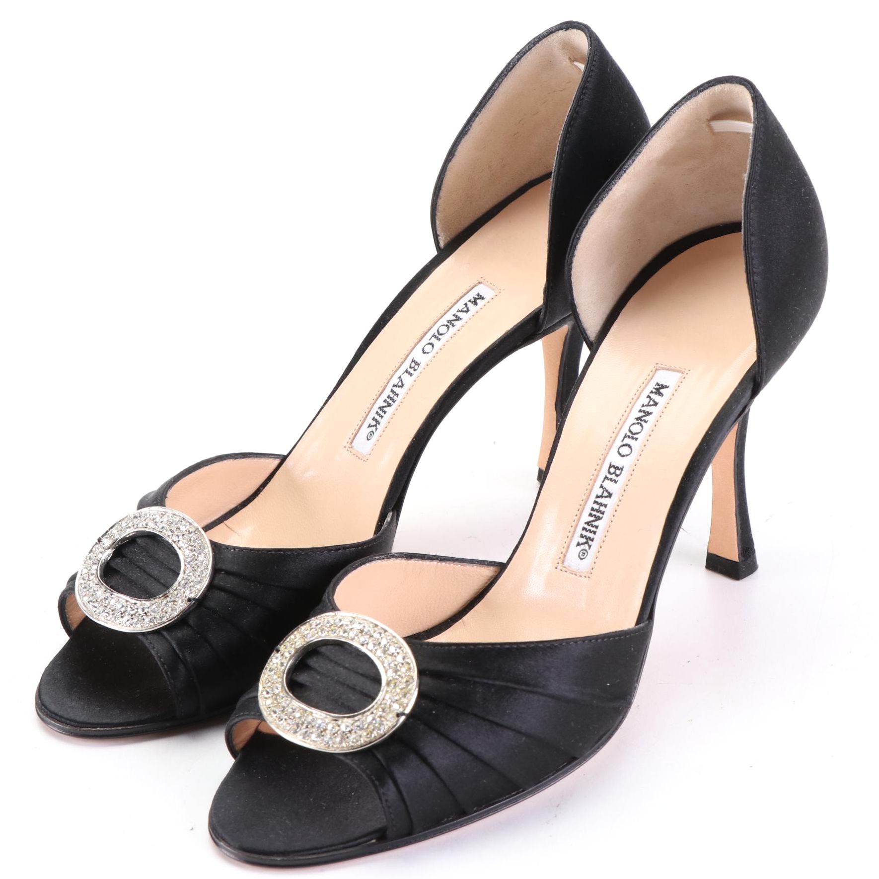 Manolo Blahnik Rhinestone Embellished Dress Sandals with Box