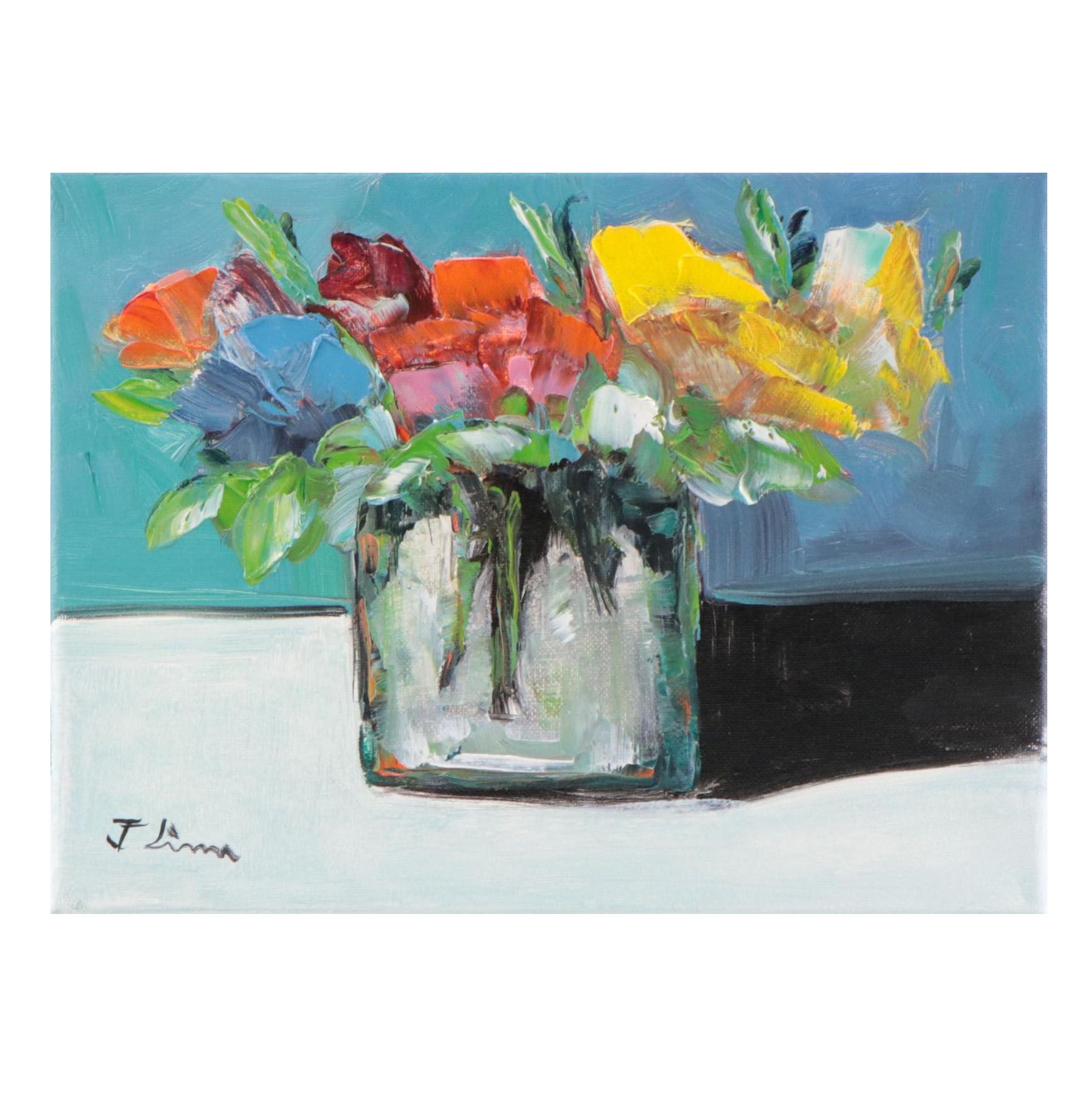 José M. Lima Floral Still Life Oil Painting, 2023