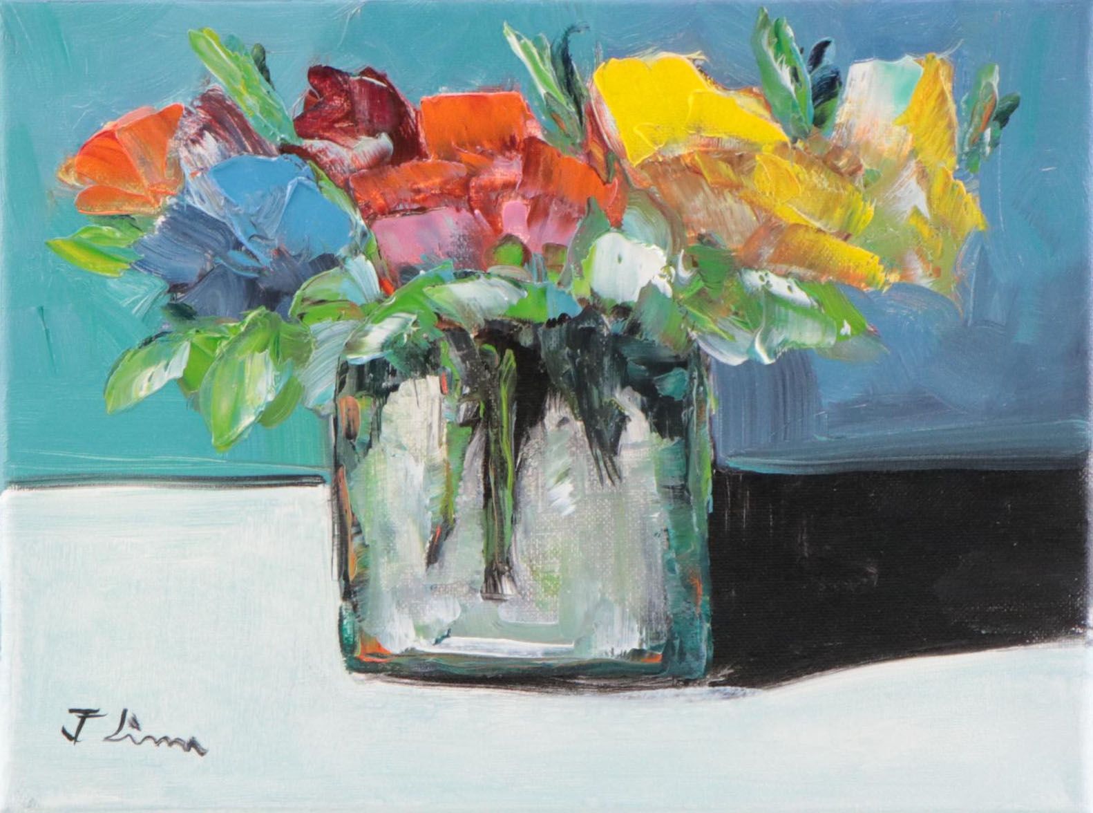 José M. Lima Floral Still Life Oil Painting, 2023