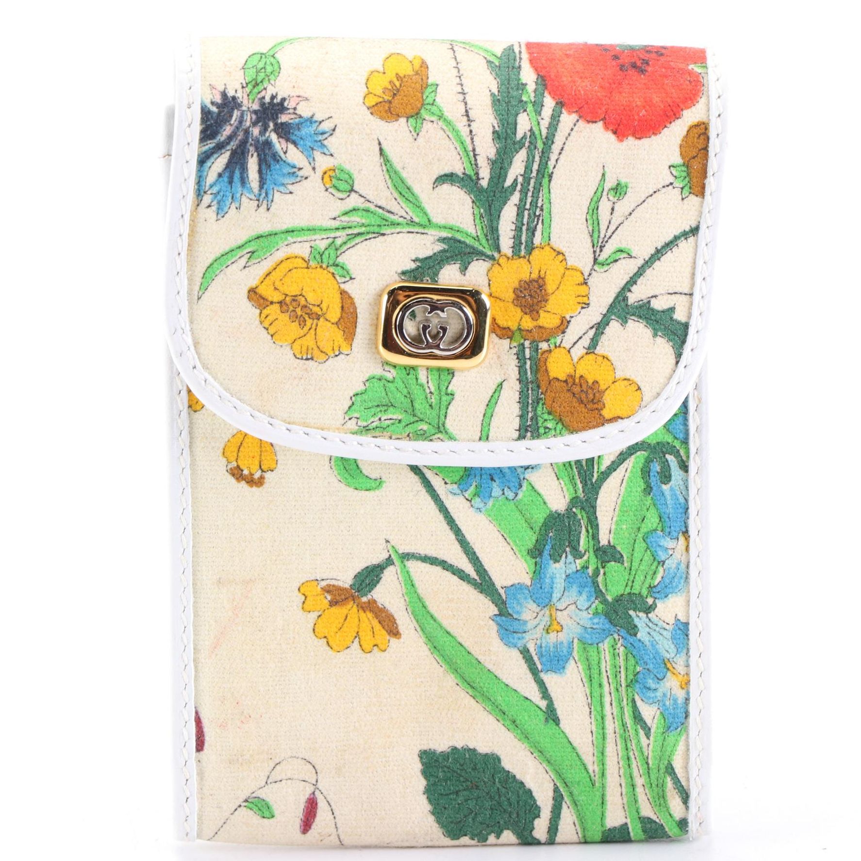 Gucci Floral Small Flap Front Pouch in Canvas and Leather