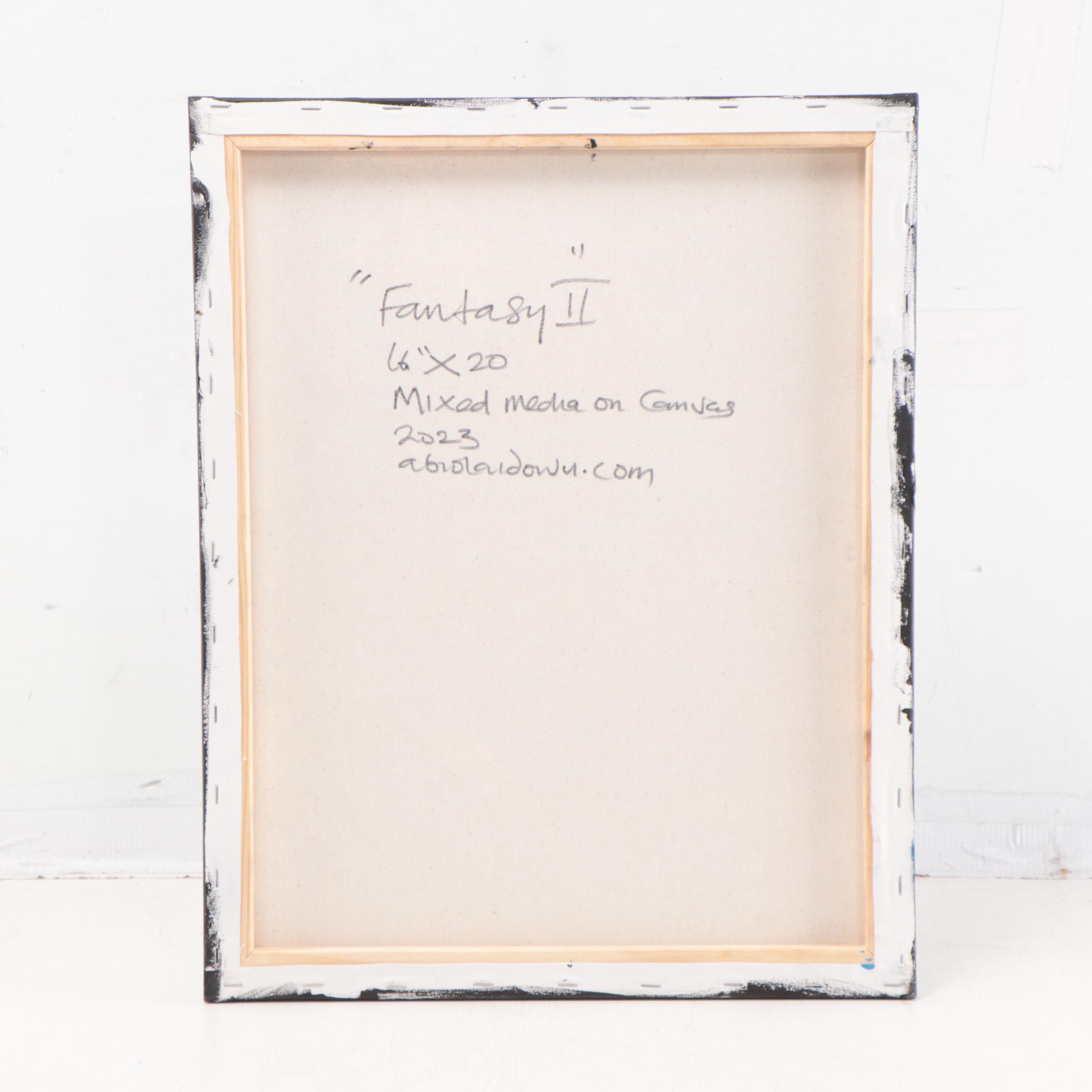 Abiola Idowu Mixed Media Painting "Fantasy II," 2023