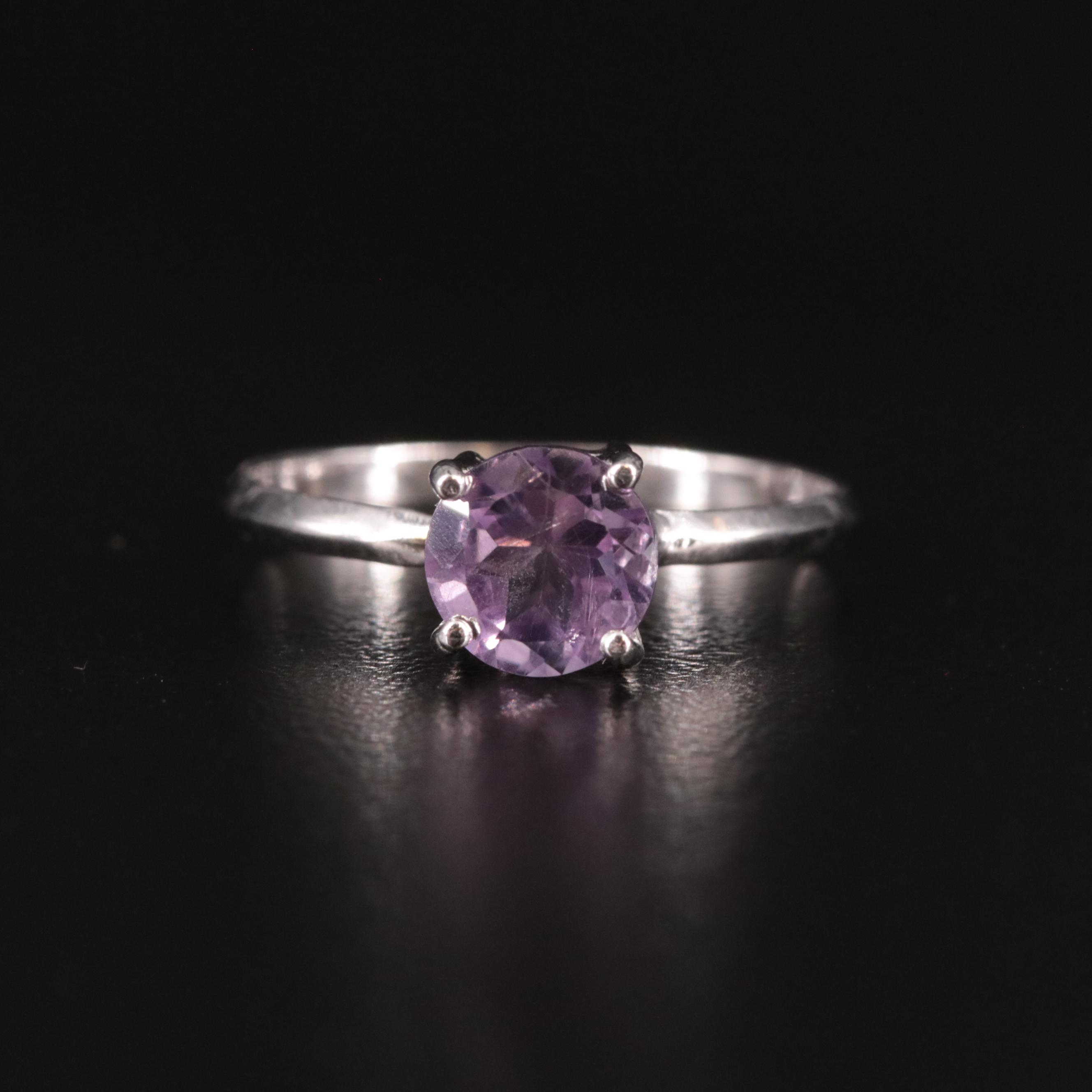 Sterling Amethyst Solitaire Ring