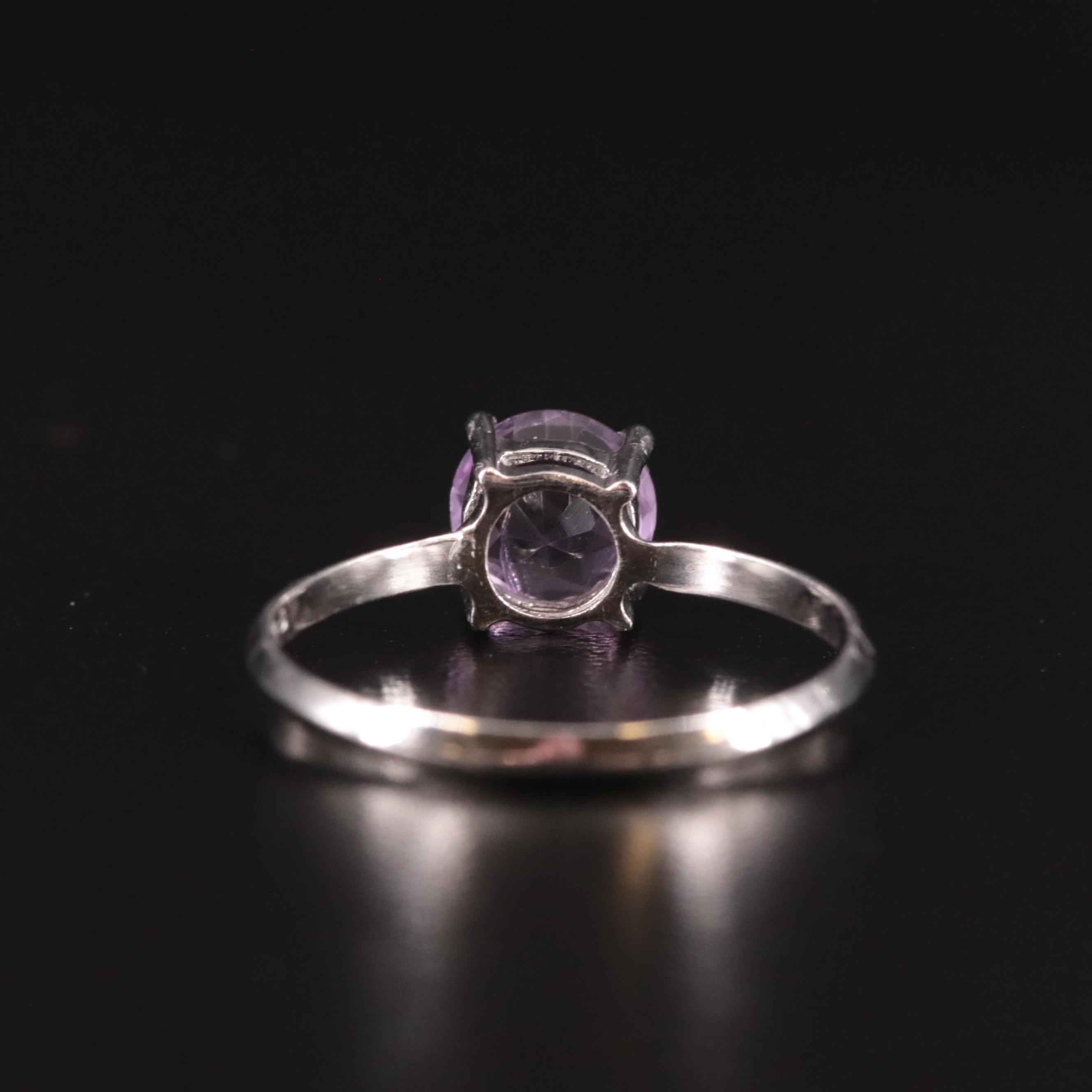 Sterling Amethyst Solitaire Ring