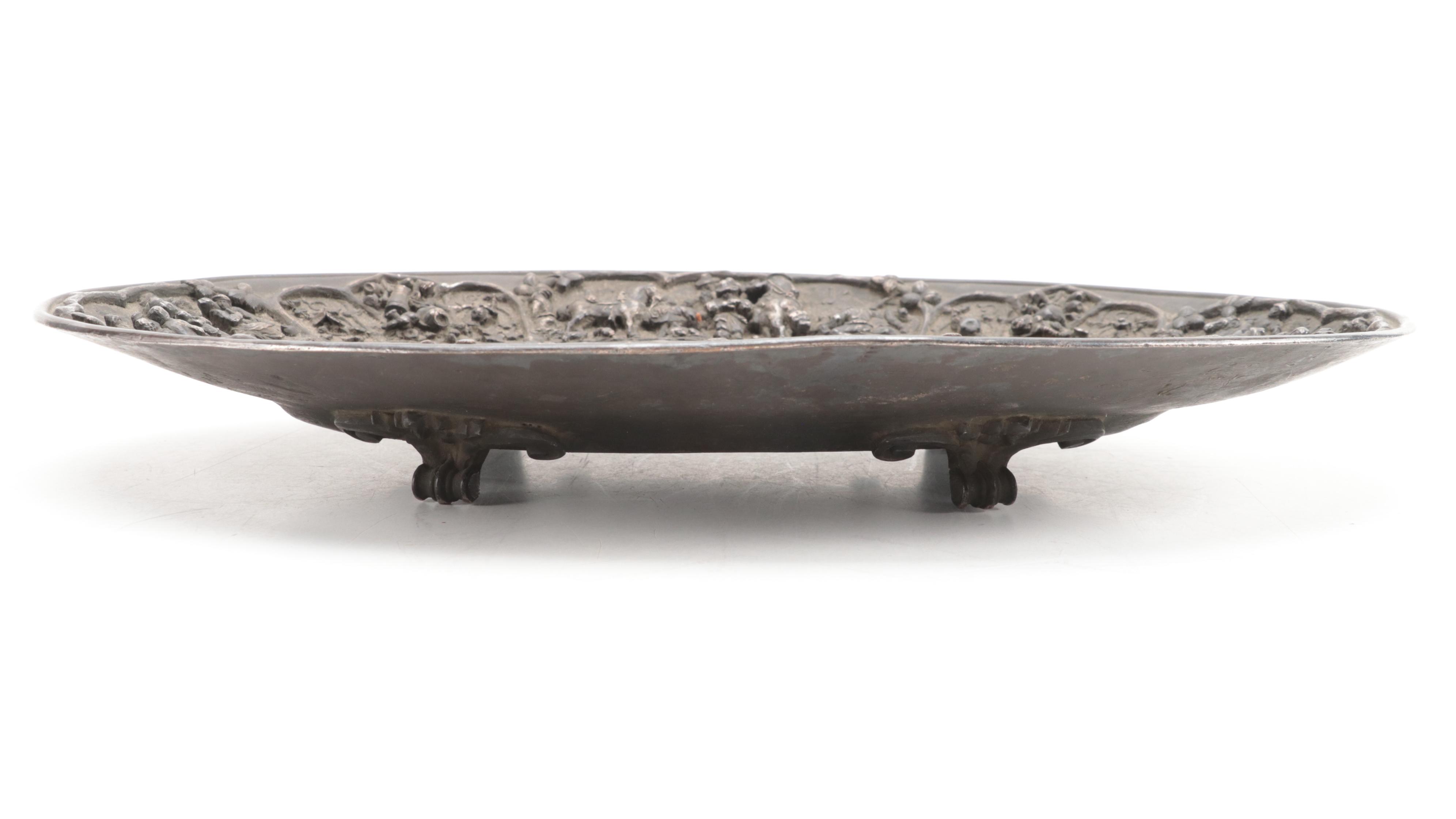 Dutch Baroque Style Metal Footed Platter, Late 19th- Early 20th Century
