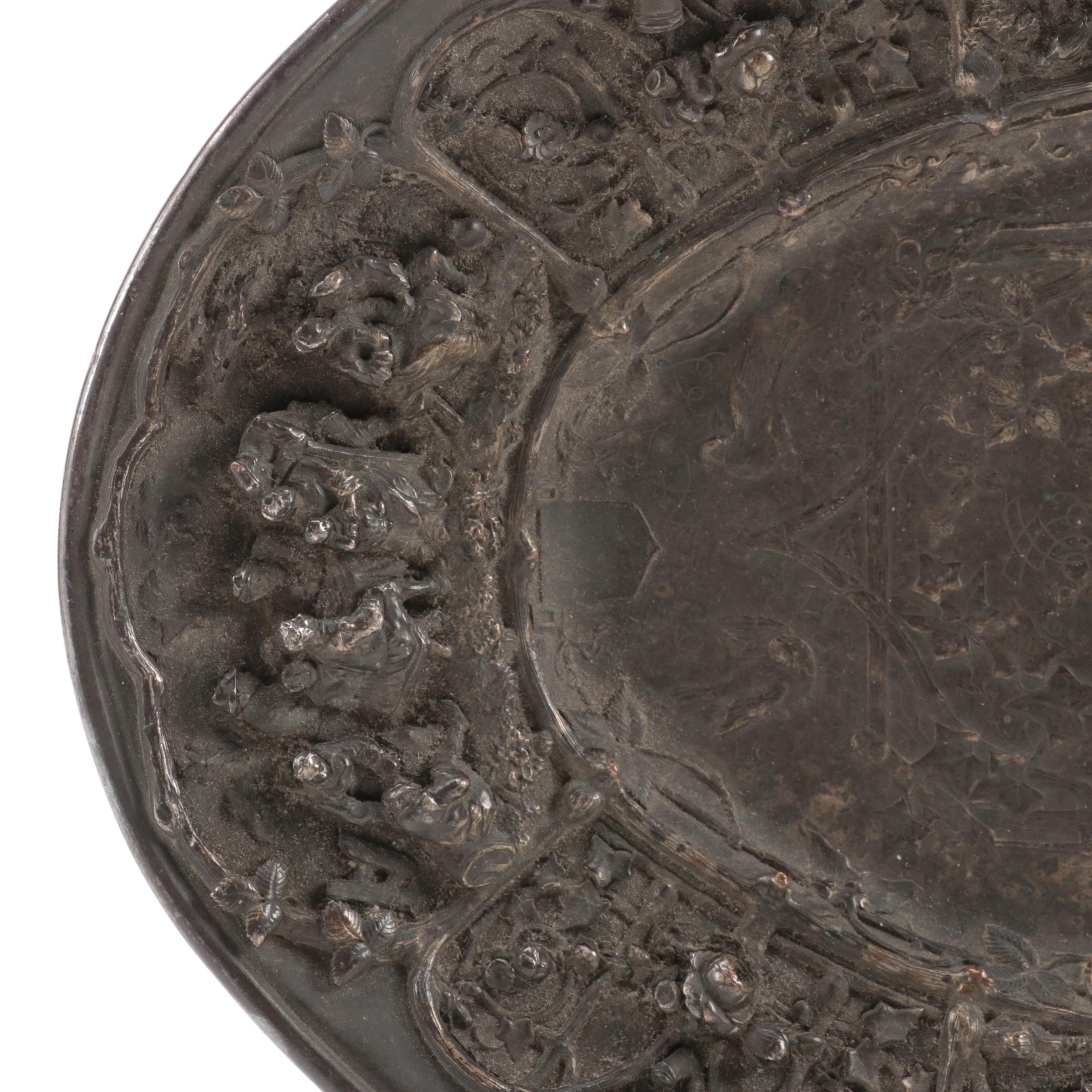 Dutch Baroque Style Metal Footed Platter, Late 19th- Early 20th Century