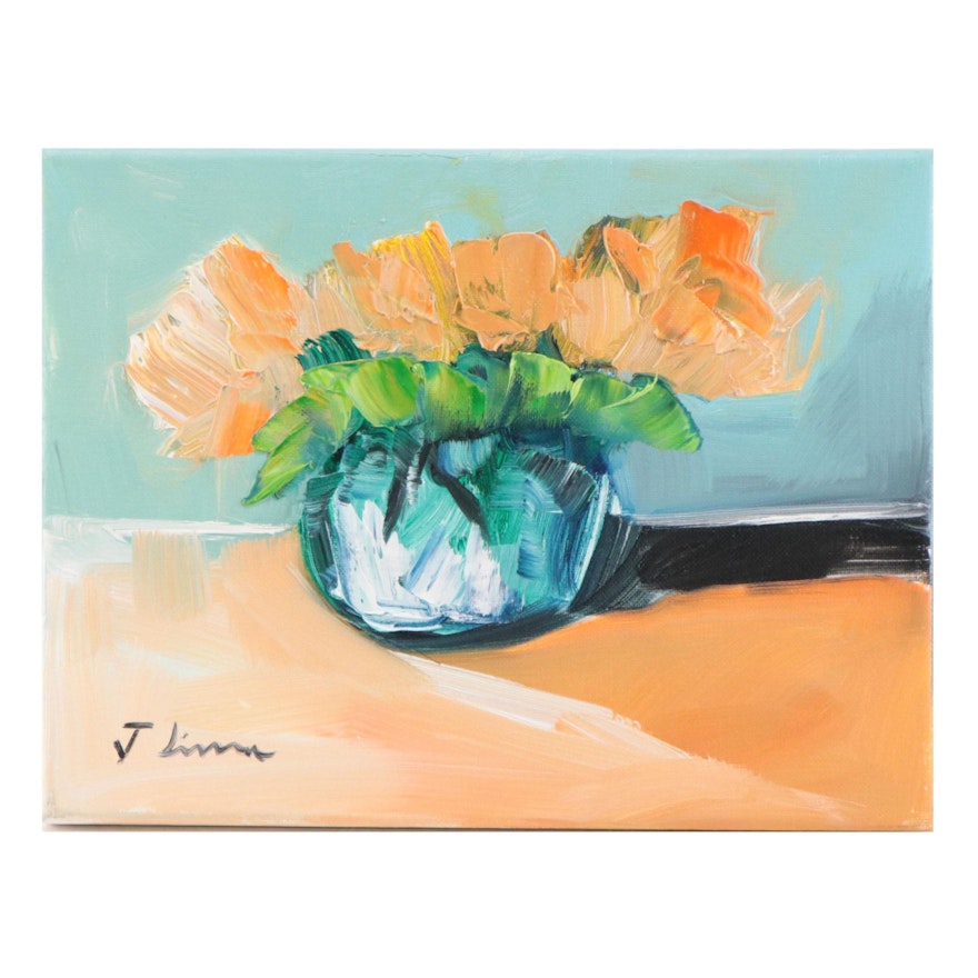 José M. Lima Floral Still Life Oil Painting, 2023