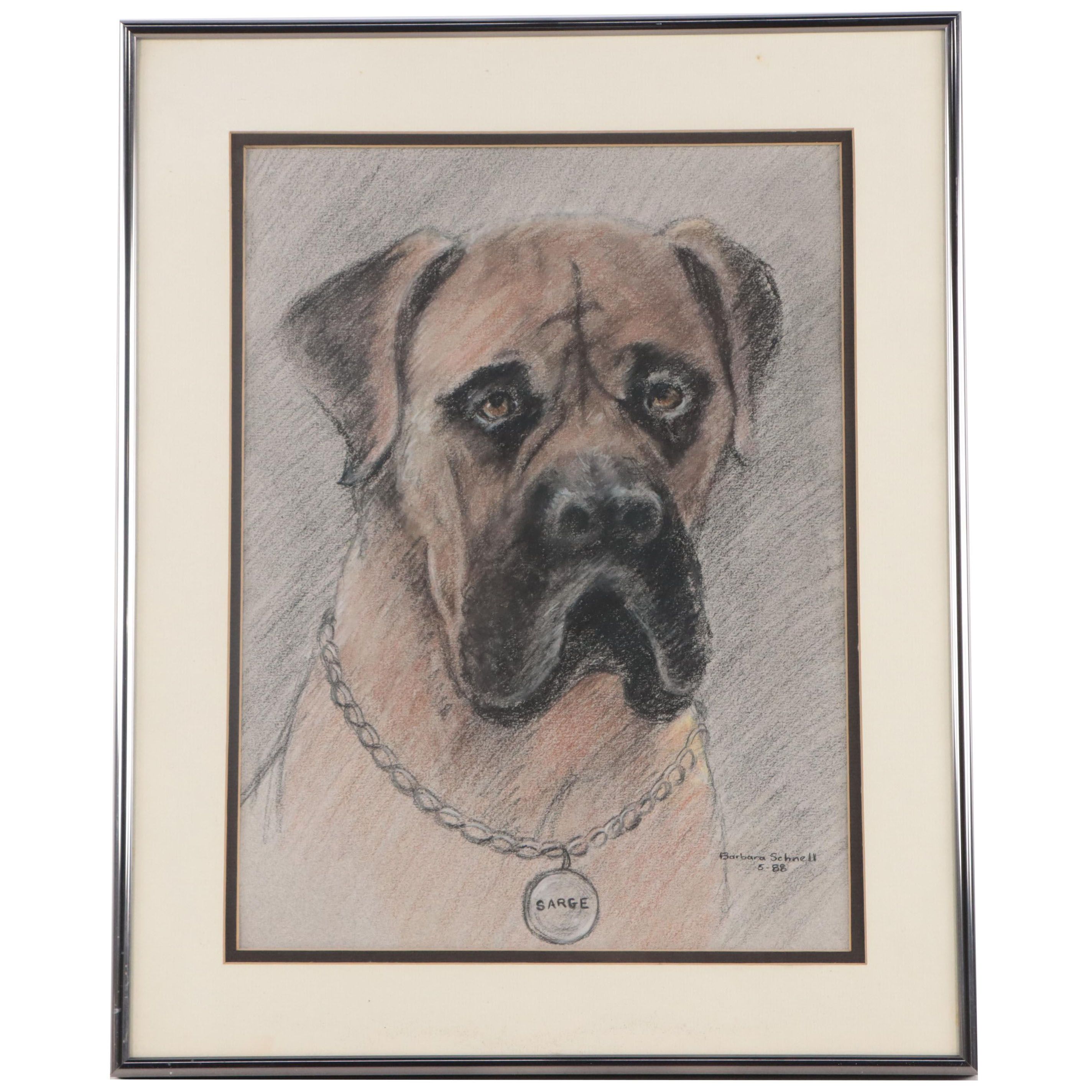 Barbara Schnell Pastel Portrait of Sarge, 1988