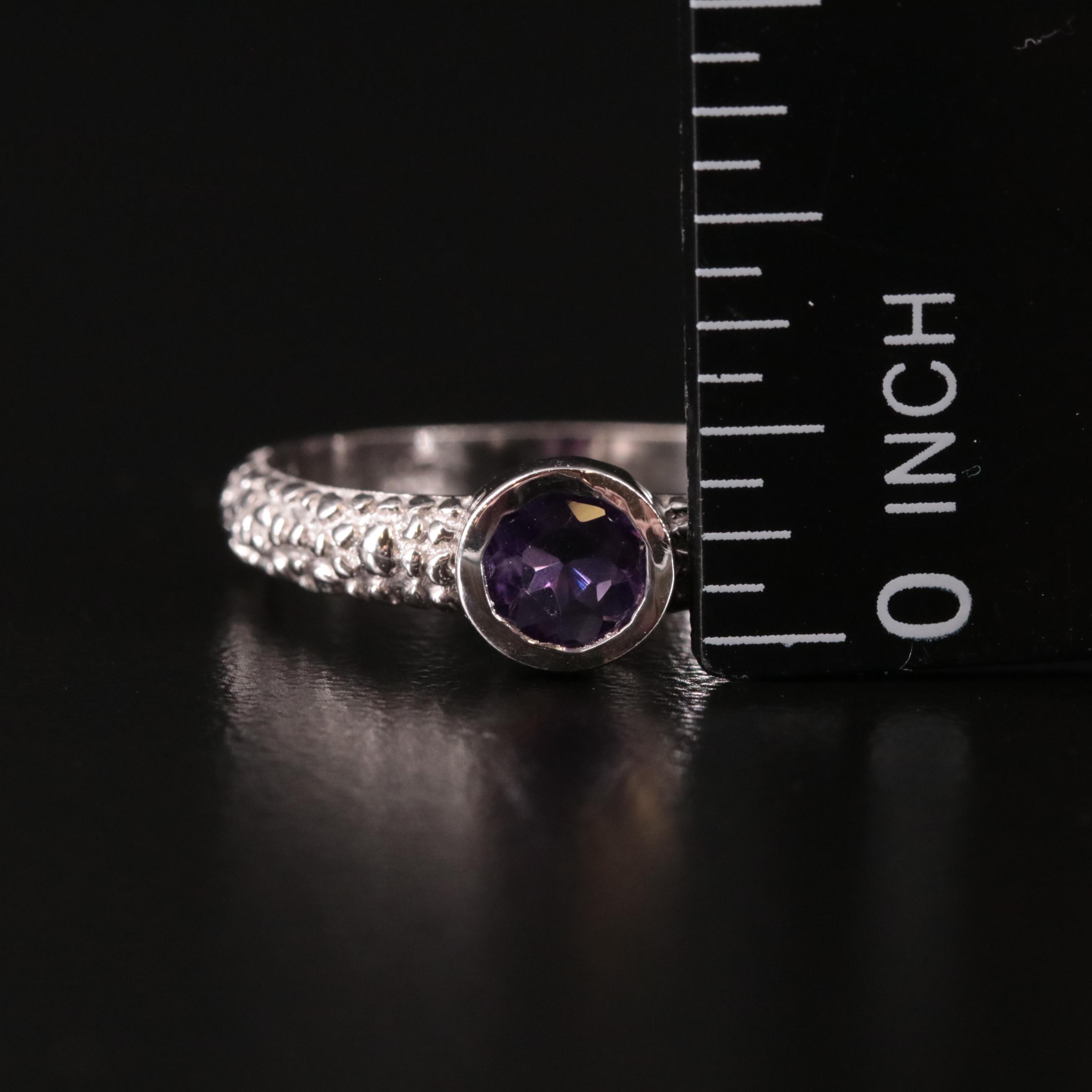 Sterling Amethyst Textured Ring