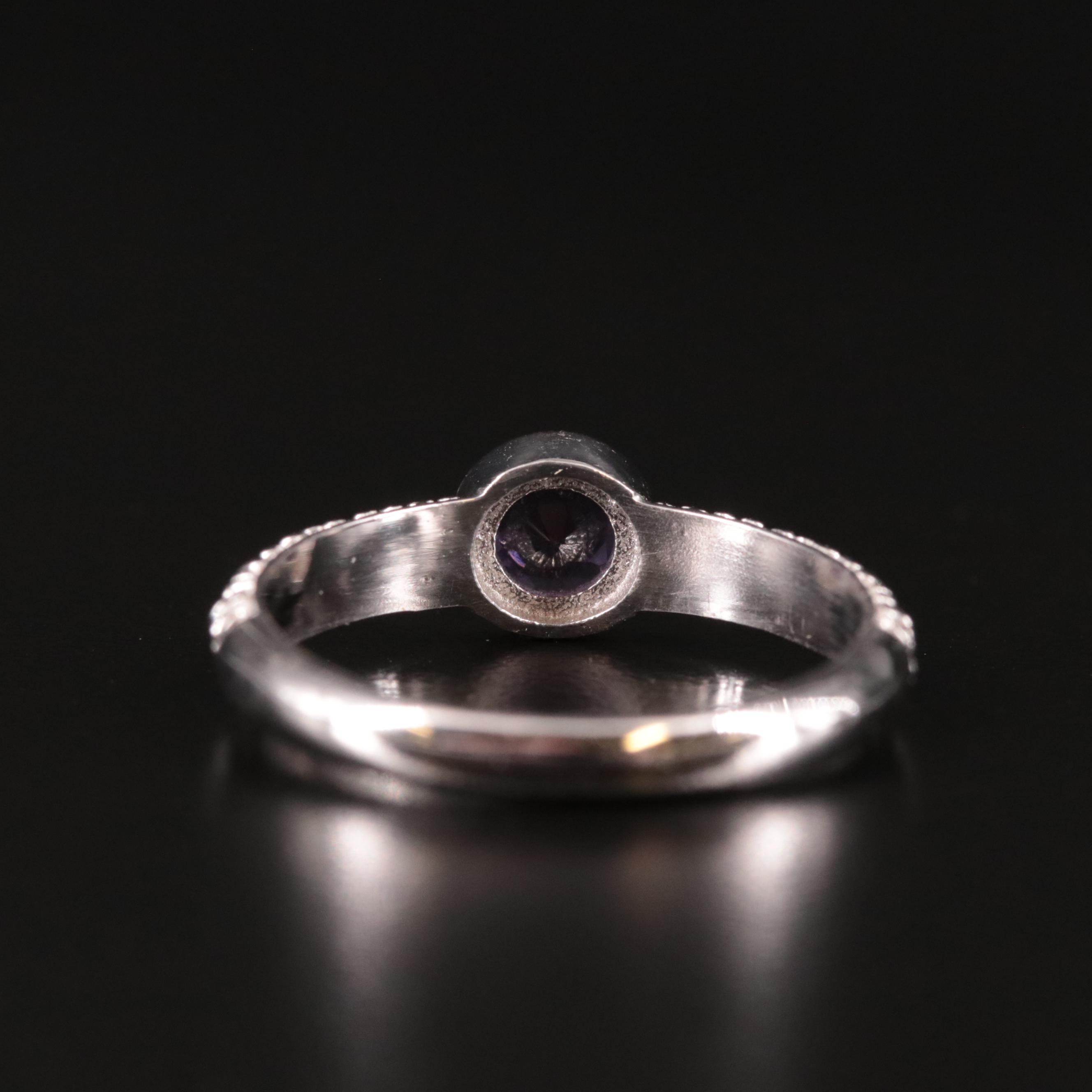 Sterling Amethyst Textured Ring