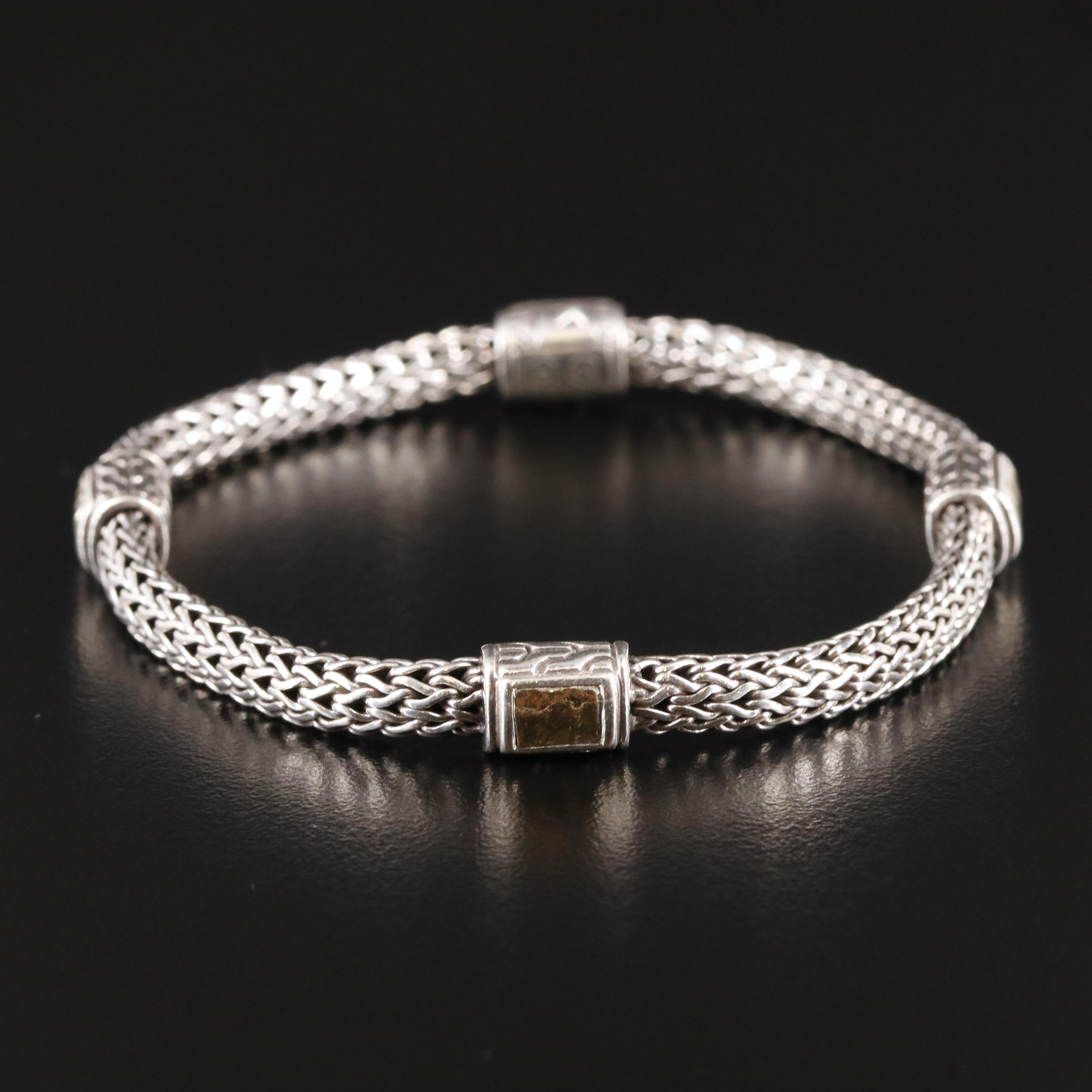 John Hardy Sterling with 18K Accents Classic Chain Four Station Bracelet